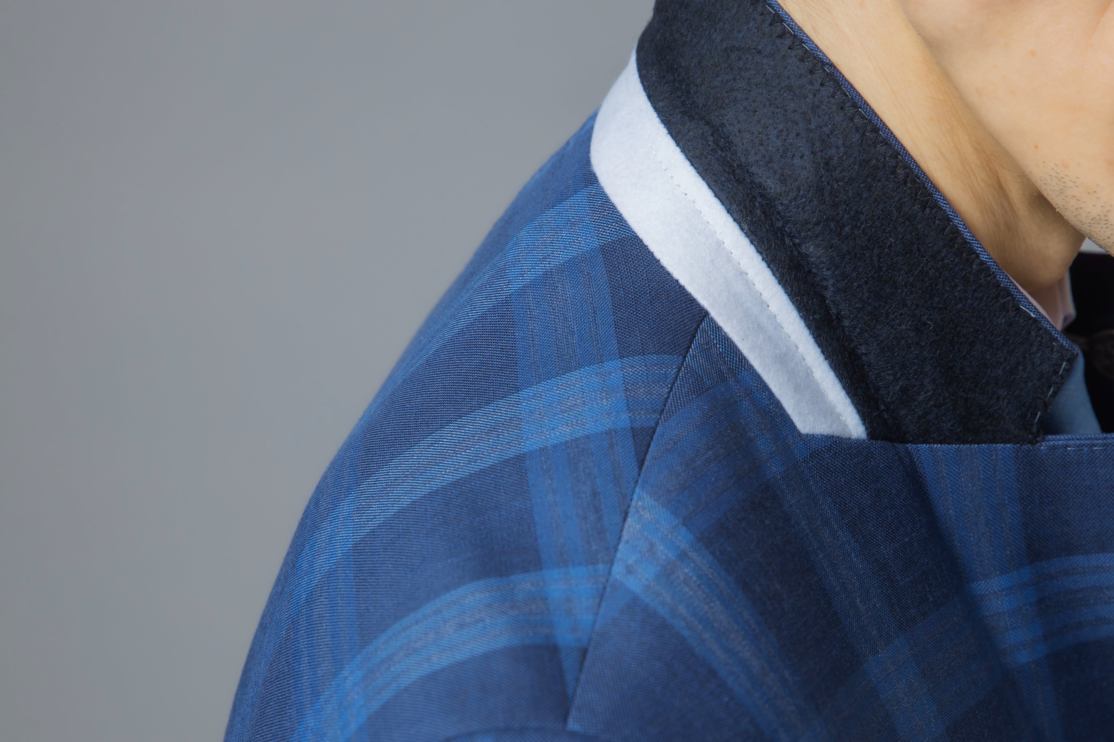 Men's Hunter Dark Blue Windowpane Check Vintage-Style Suit