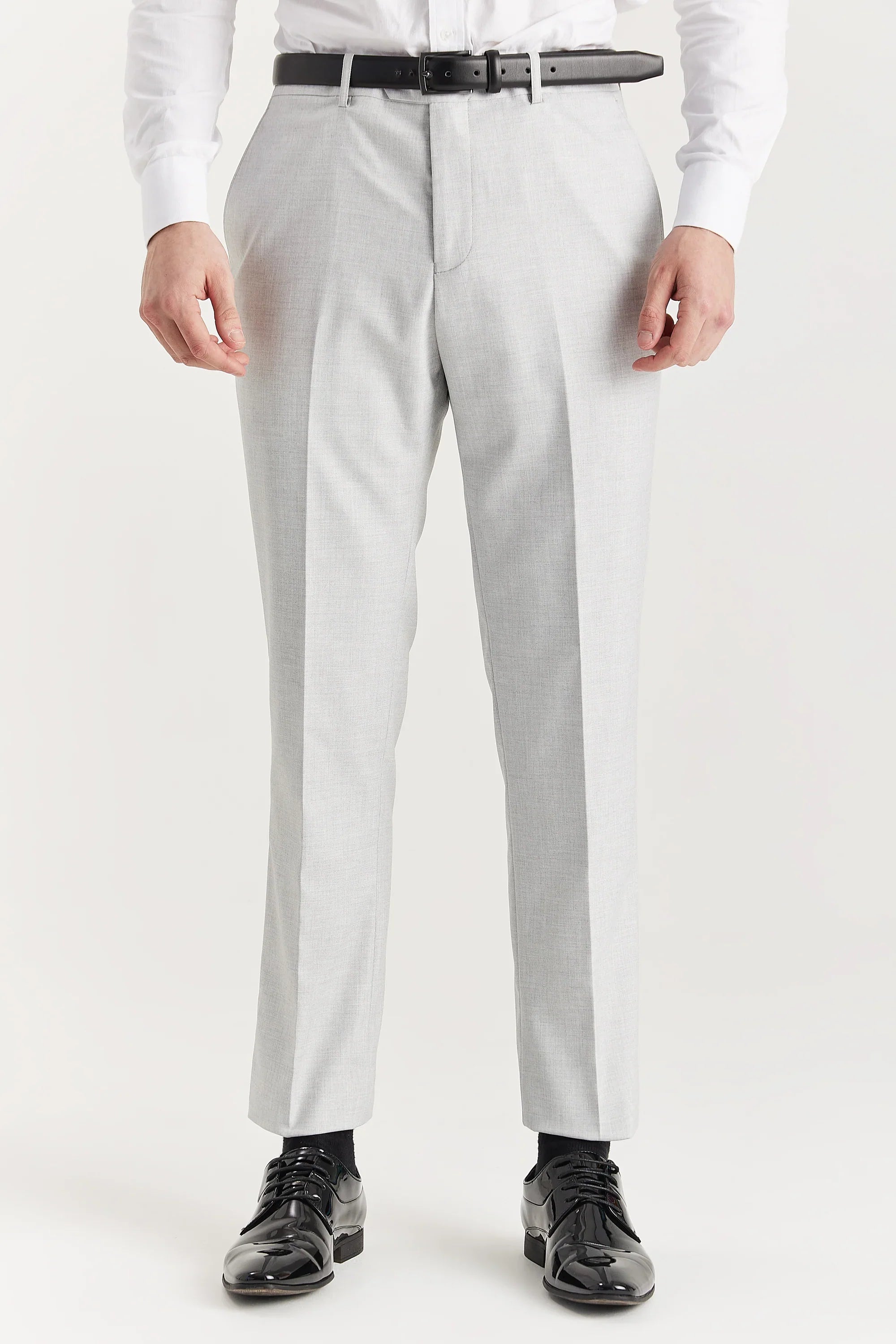 Men’s 3-Piece Tailored Fit Formal Suit - Belmont - Silver Trousers Picture