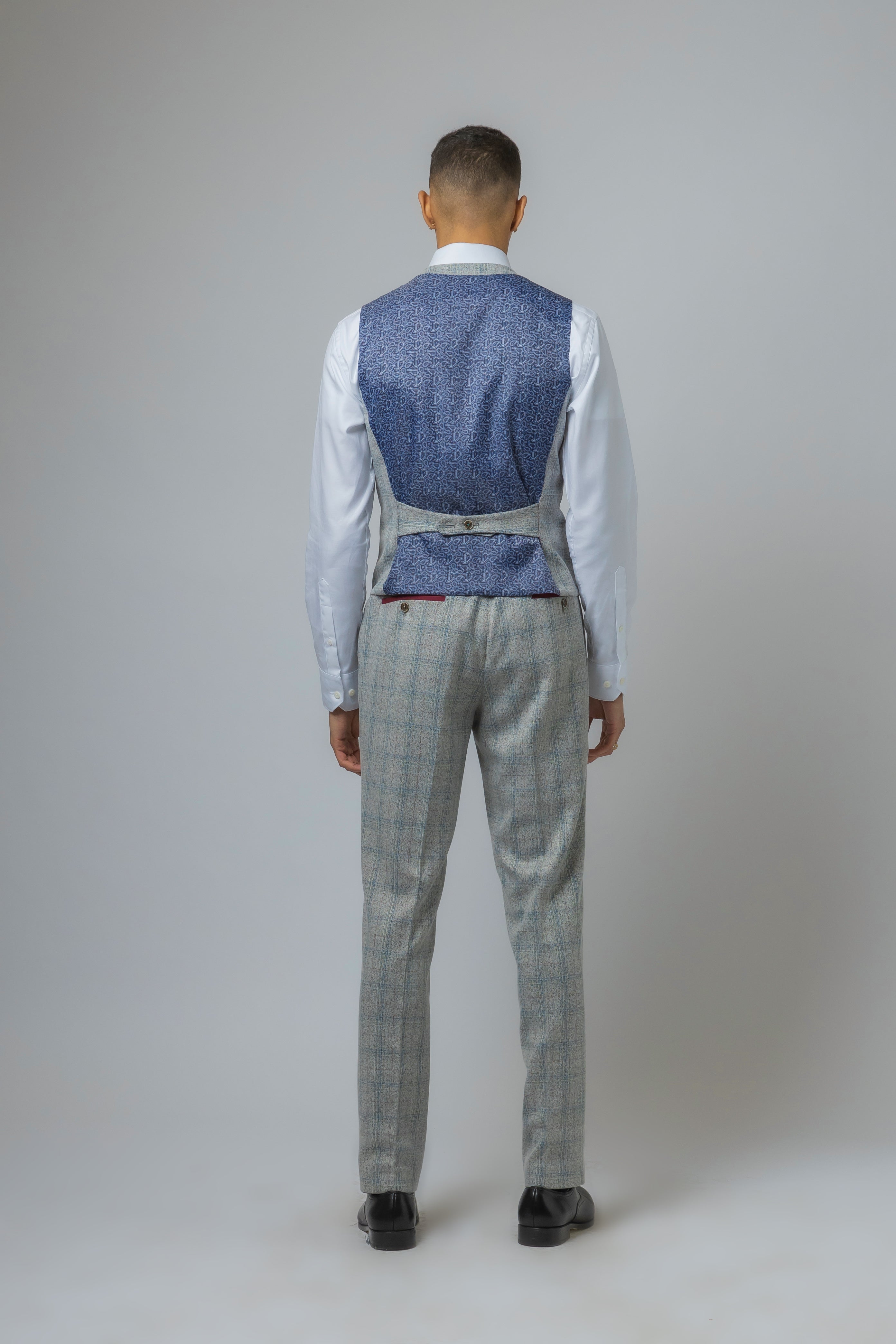 Men's Andrew Grey Tweed Check Slim Fit Professional Suit