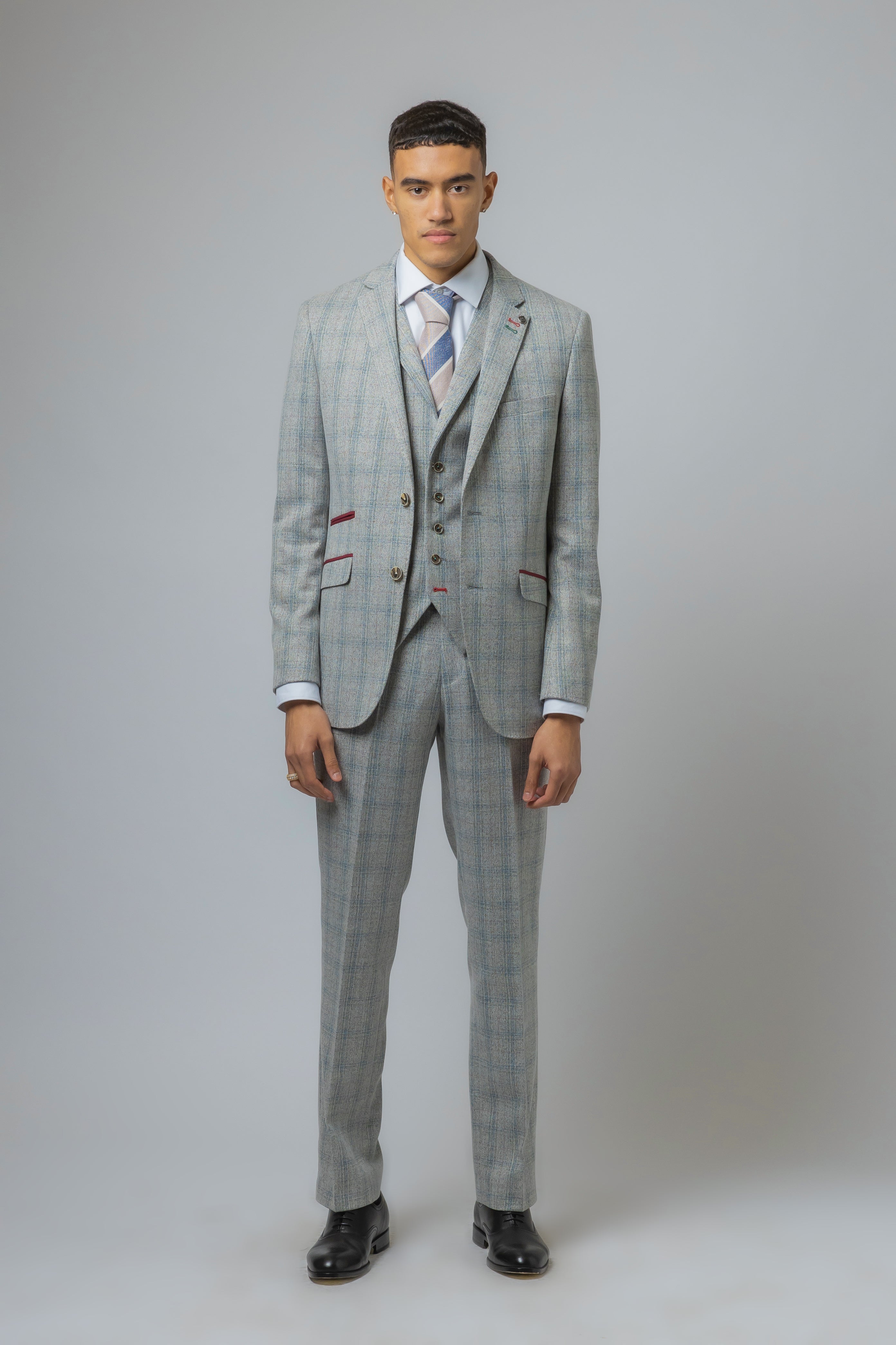 Men's Andrew Grey Tweed Check Slim Fit Professional Suit