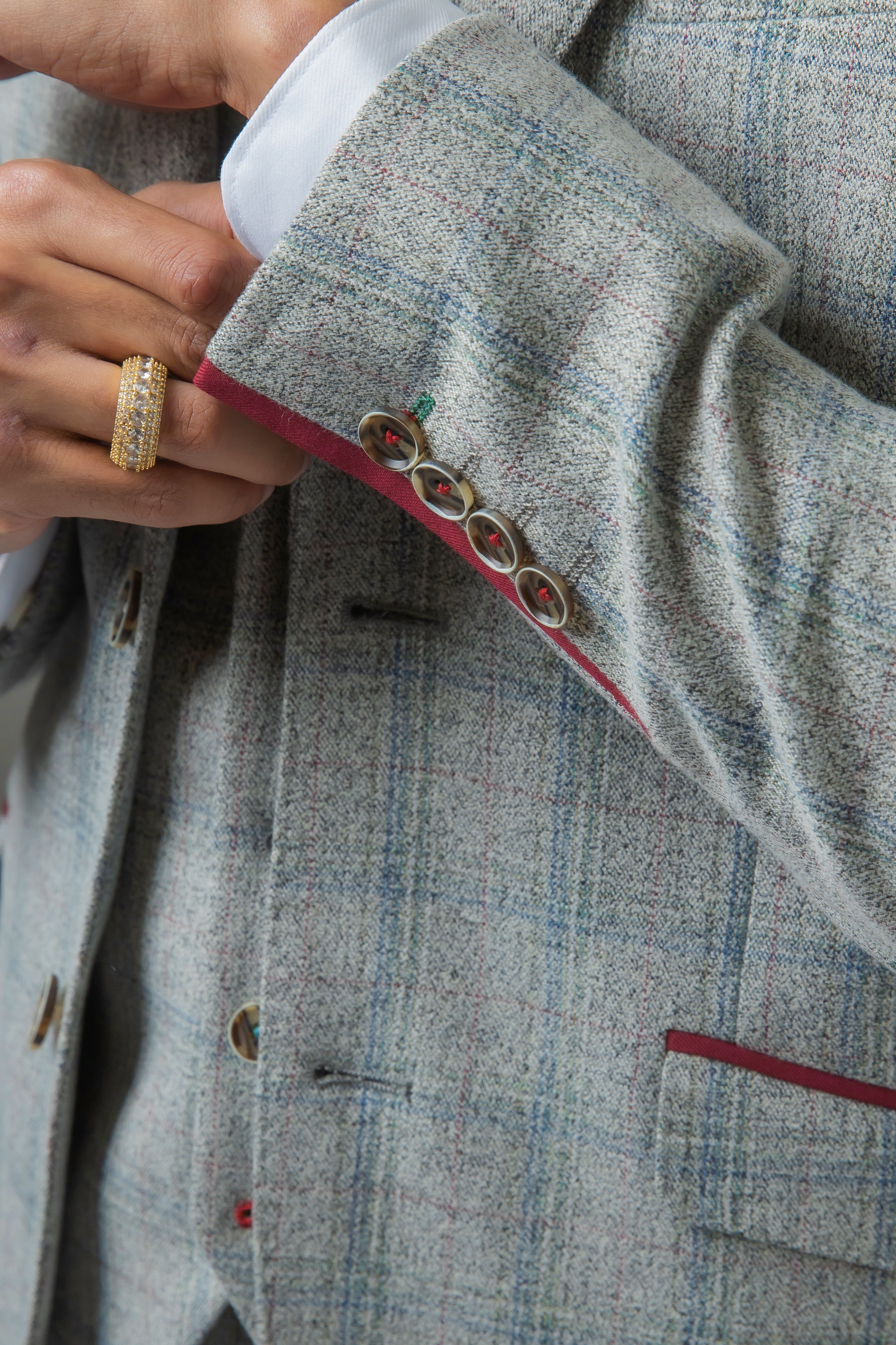 Men's Andrew Grey Tweed Check Slim Fit Professional Suit