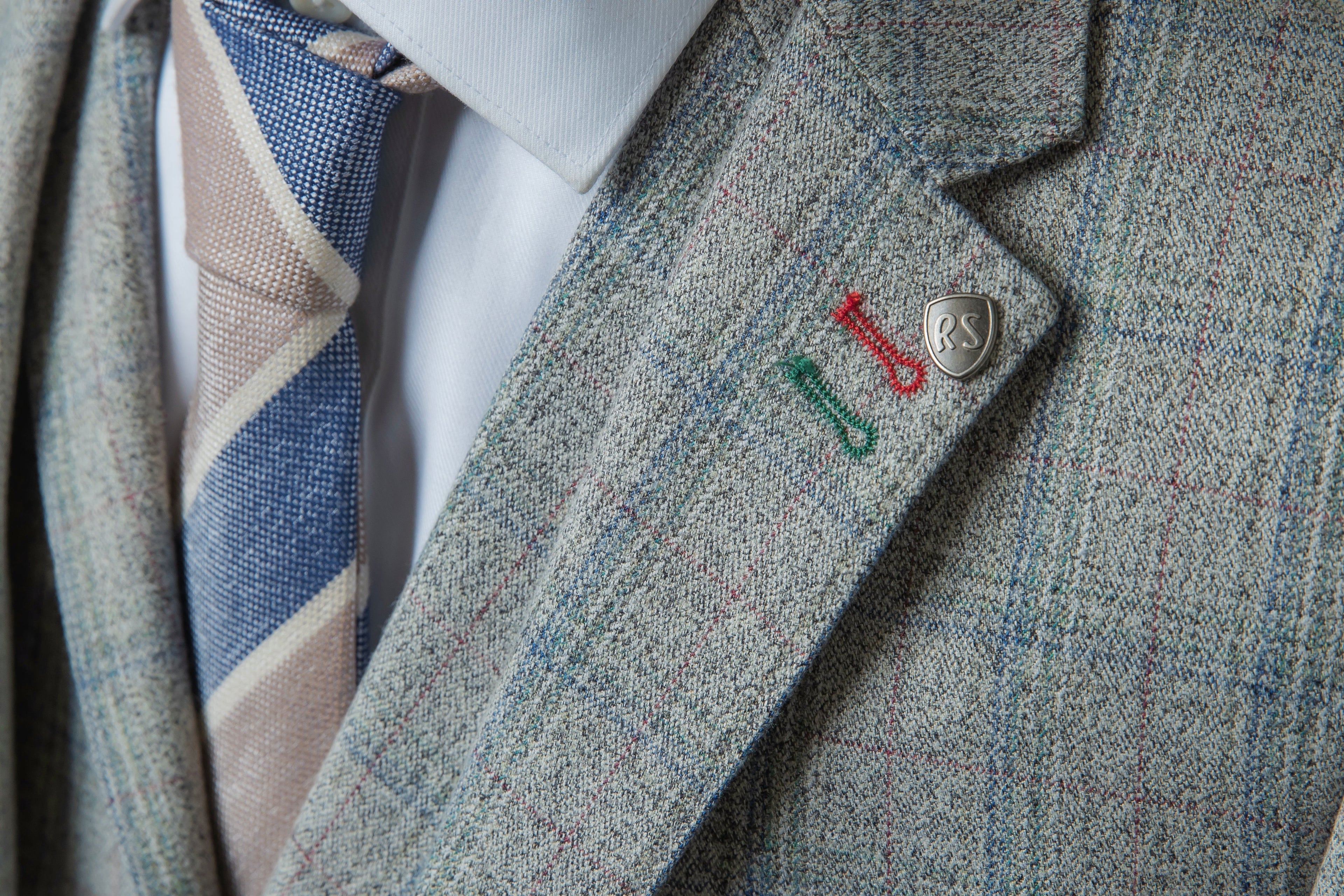 Men's Andrew Grey Tweed Check Slim Fit Professional Suit