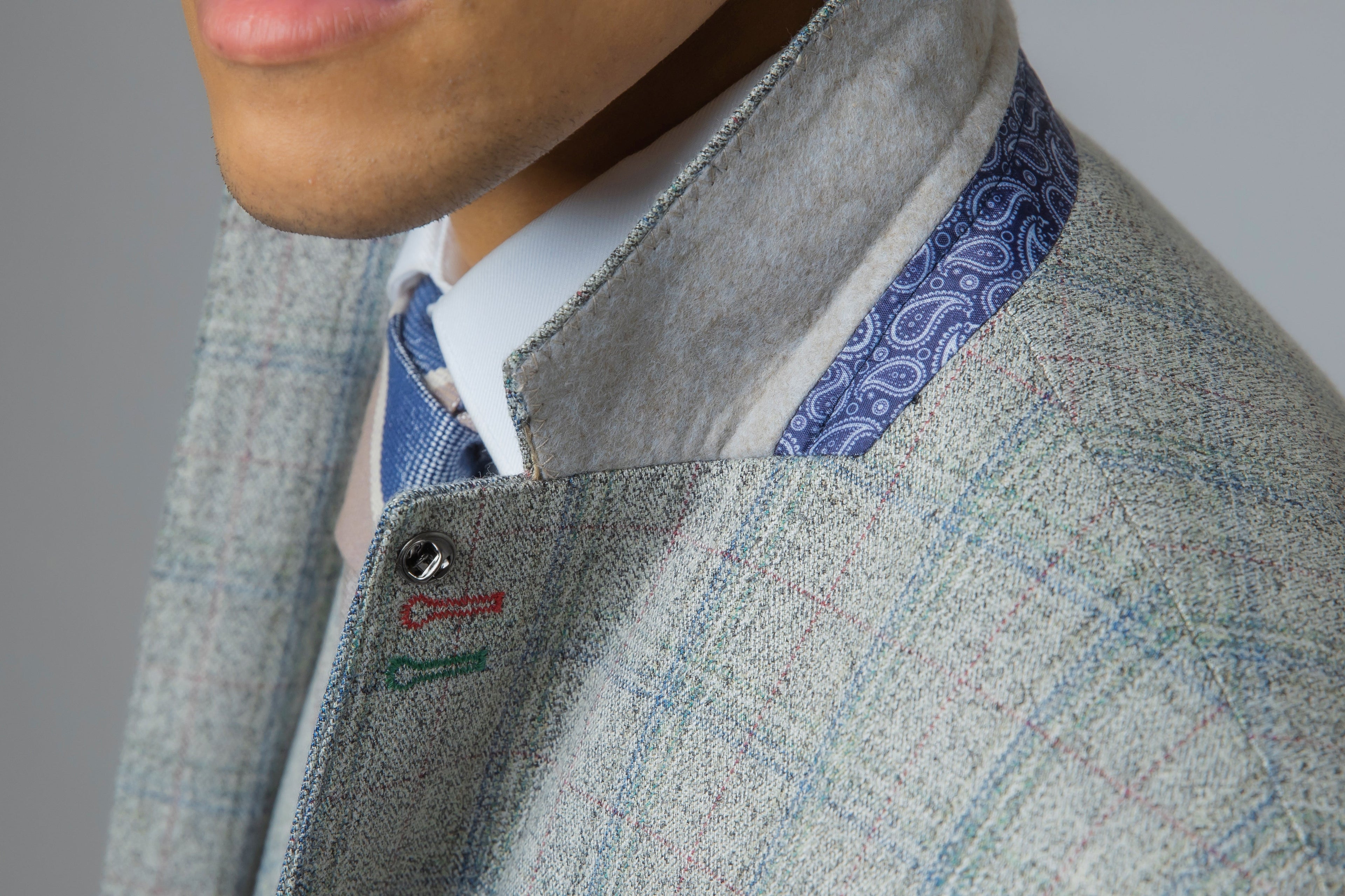 Men's Andrew Grey Tweed Check Slim Fit Professional Suit