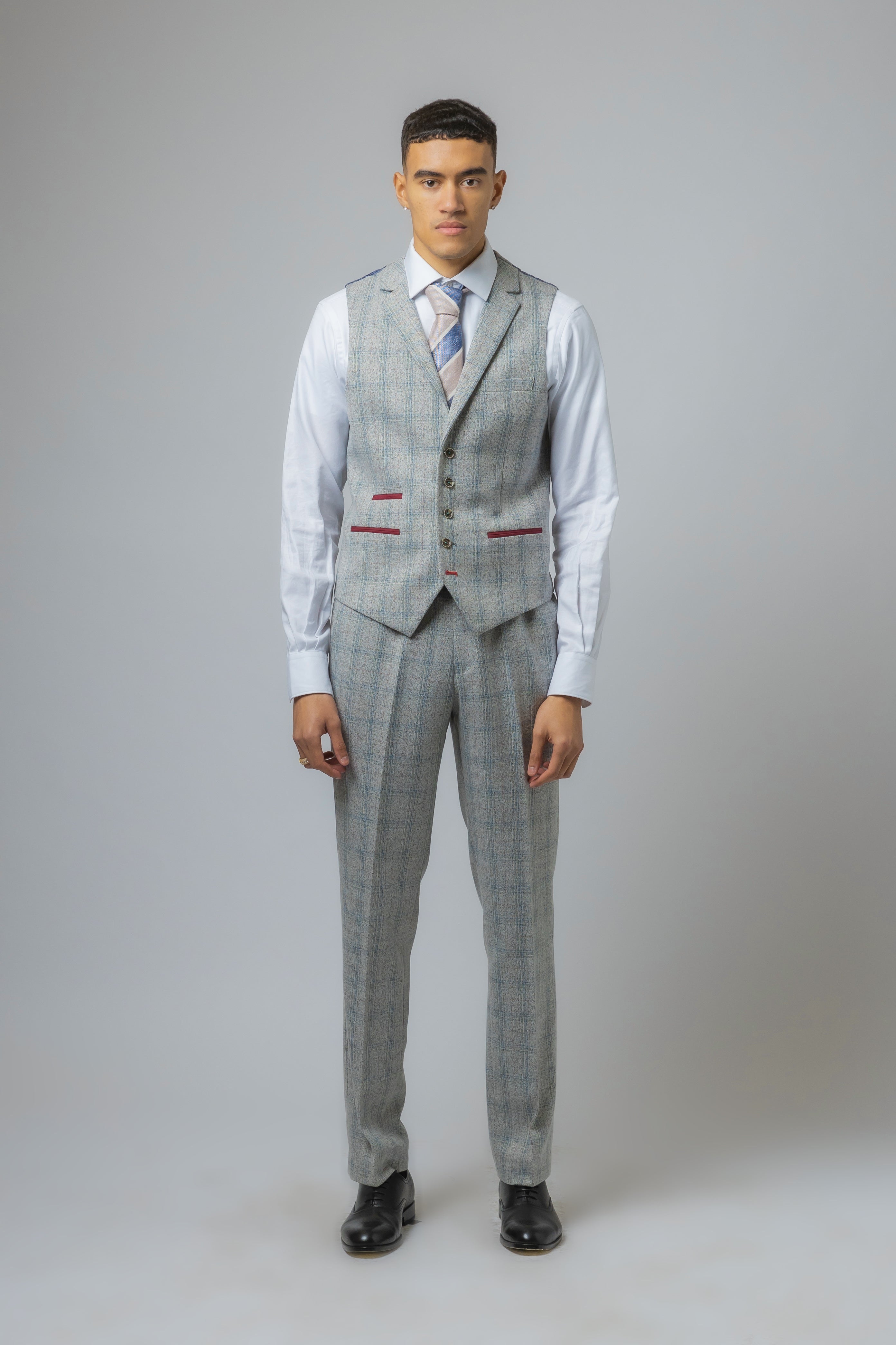 Men's Andrew Grey Tweed Check Slim Fit Professional Suit