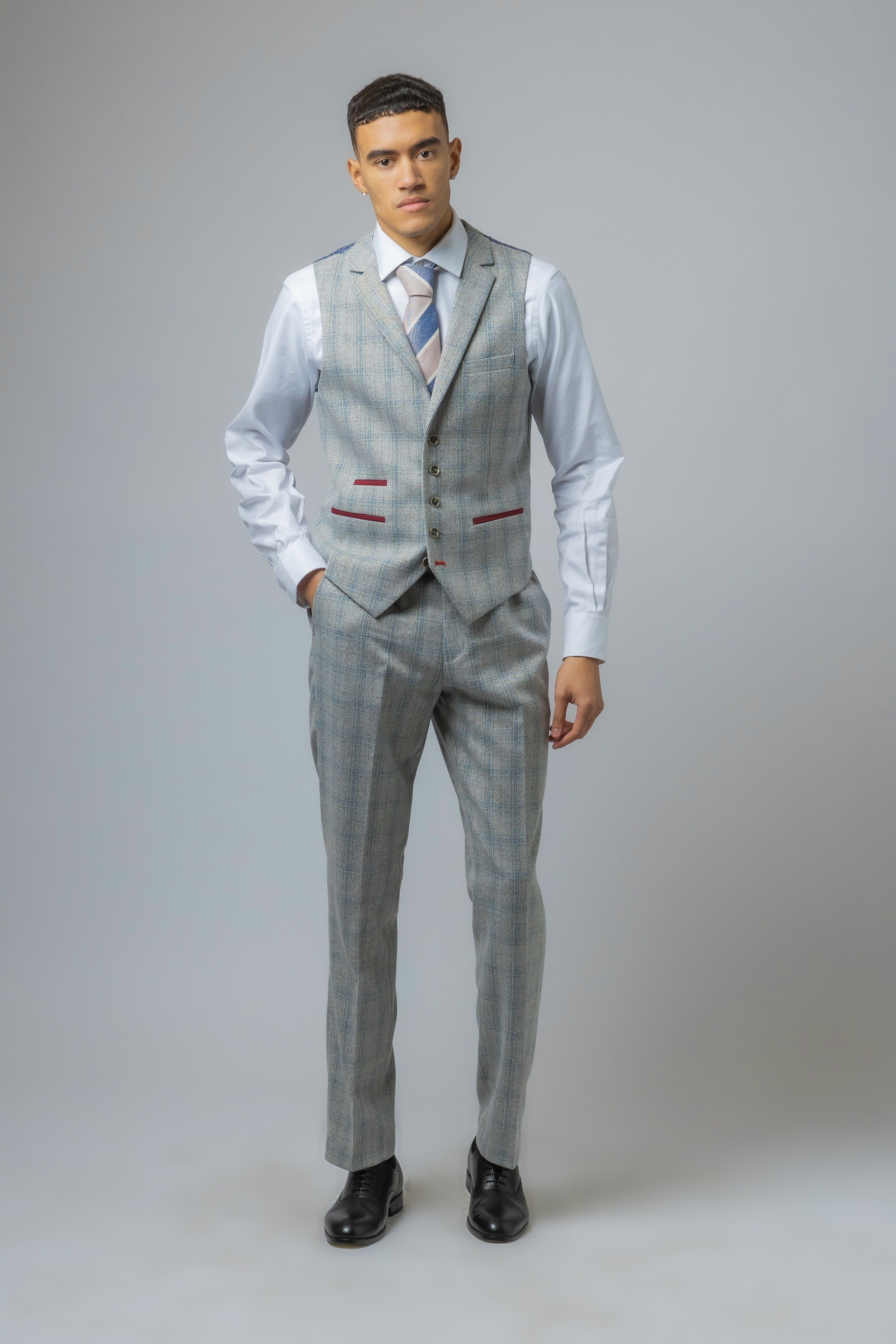 Men's Andrew Grey Tweed Check Slim Fit Professional Suit