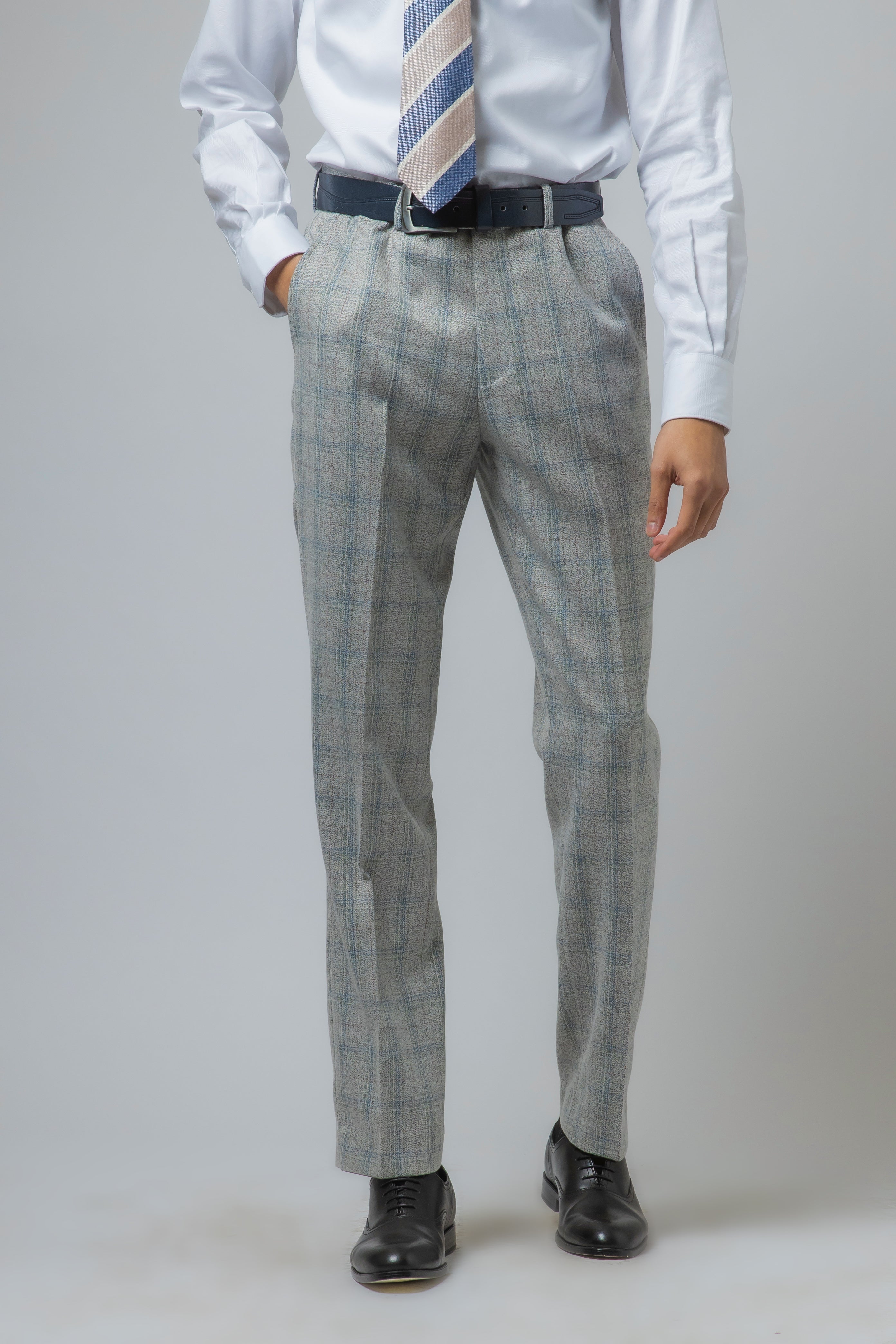 Men's Andrew Grey Tweed Check Slim Fit Professional Suit