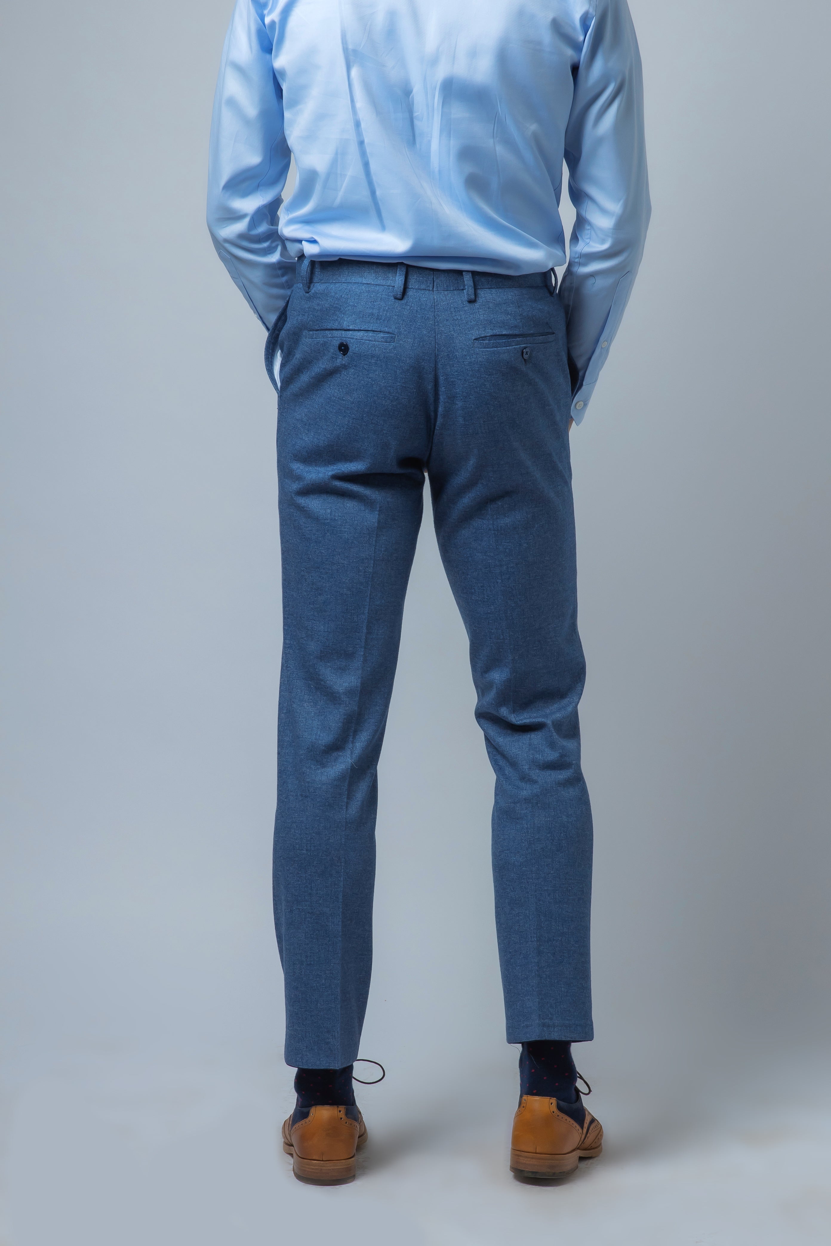 JAXON Yale Blue Men's Tweed Slim Fit Suit