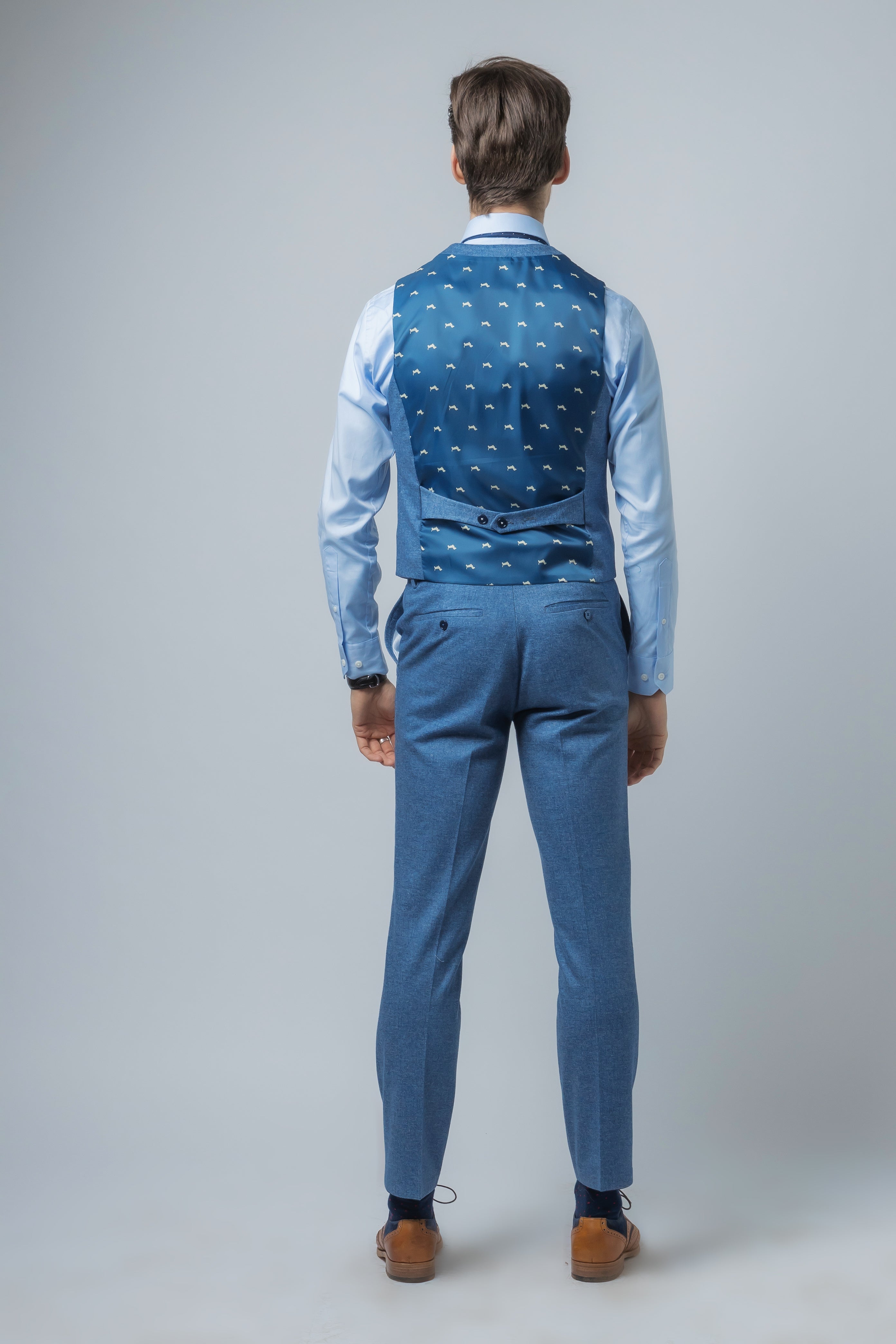 JAXON Yale Blue Men's Tweed Slim Fit Suit