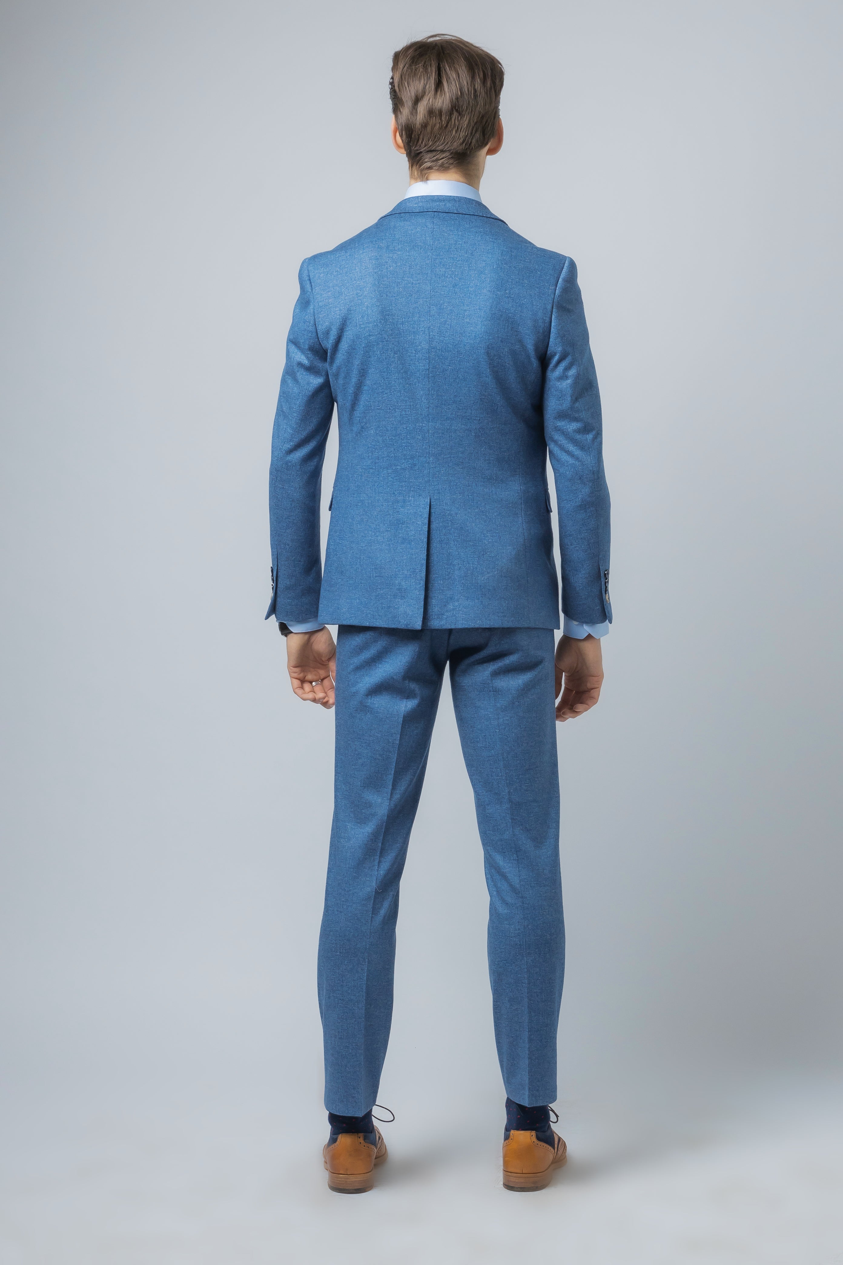 JAXON Yale Blue Men's Tweed Slim Fit Suit