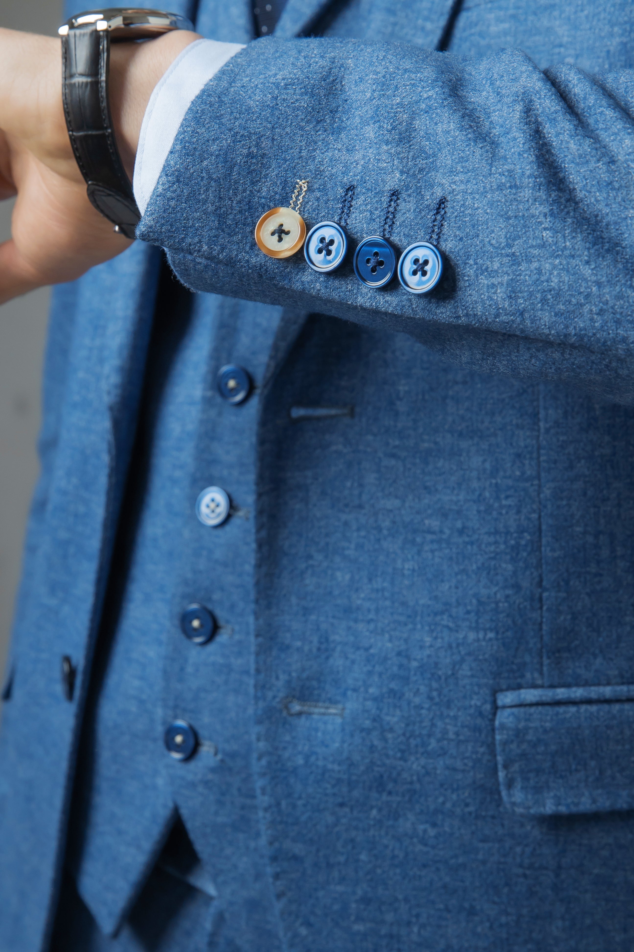 JAXON Yale Blue Men's Tweed Slim Fit Suit