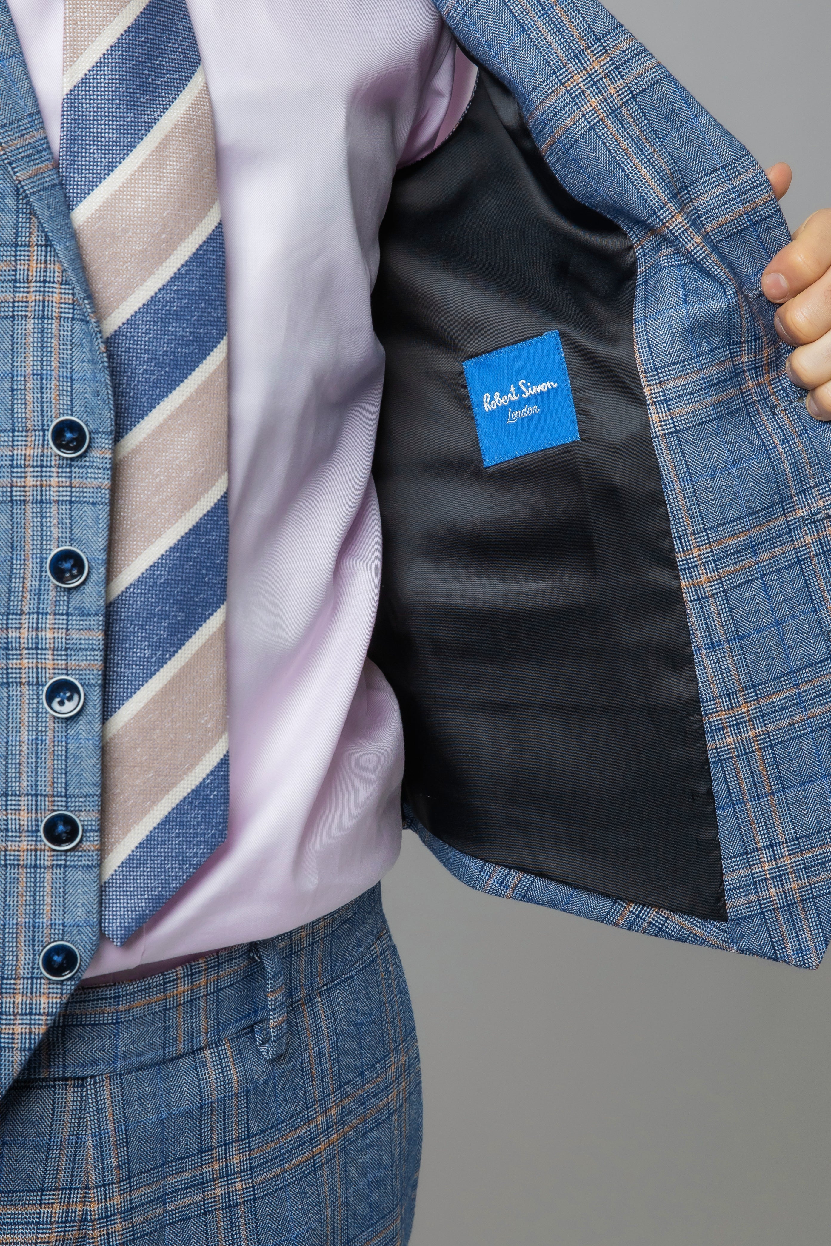 Men's Levi Royal Blue Windowpane Pattern Slim Fit Suit