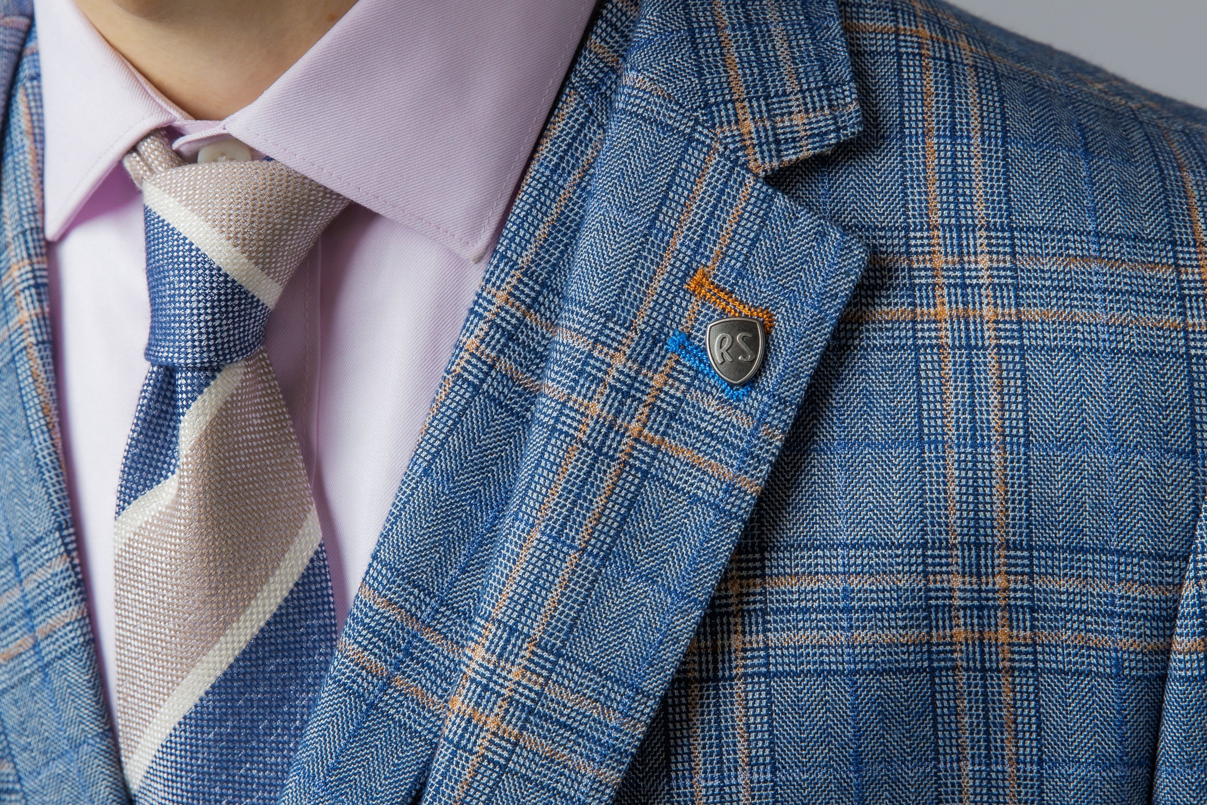 Men's Levi Royal Blue Windowpane Pattern Slim Fit Suit