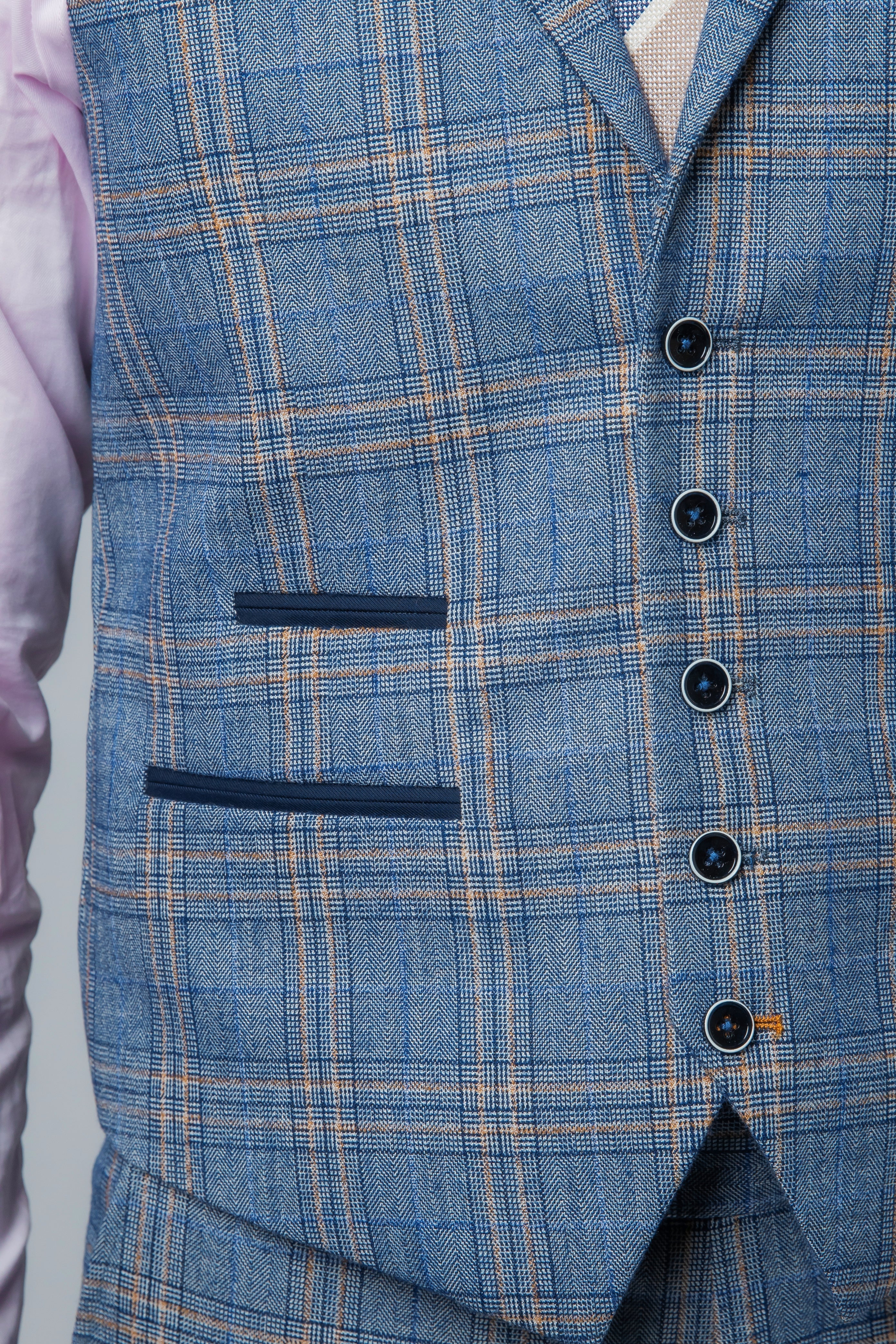 Men's Levi Royal Blue Windowpane Pattern Slim Fit Suit