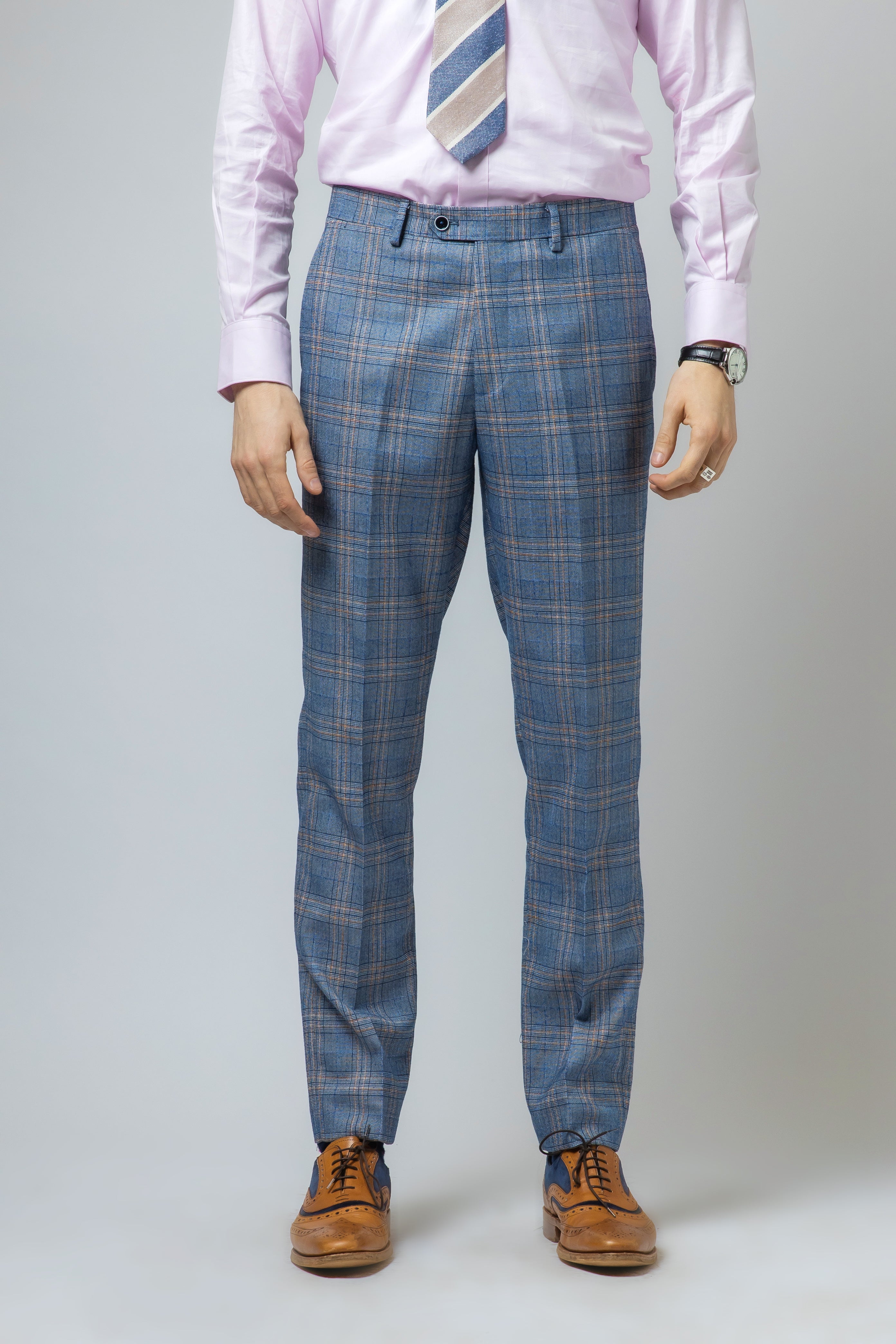 Men's Levi Royal Blue Windowpane Pattern Slim Fit Suit