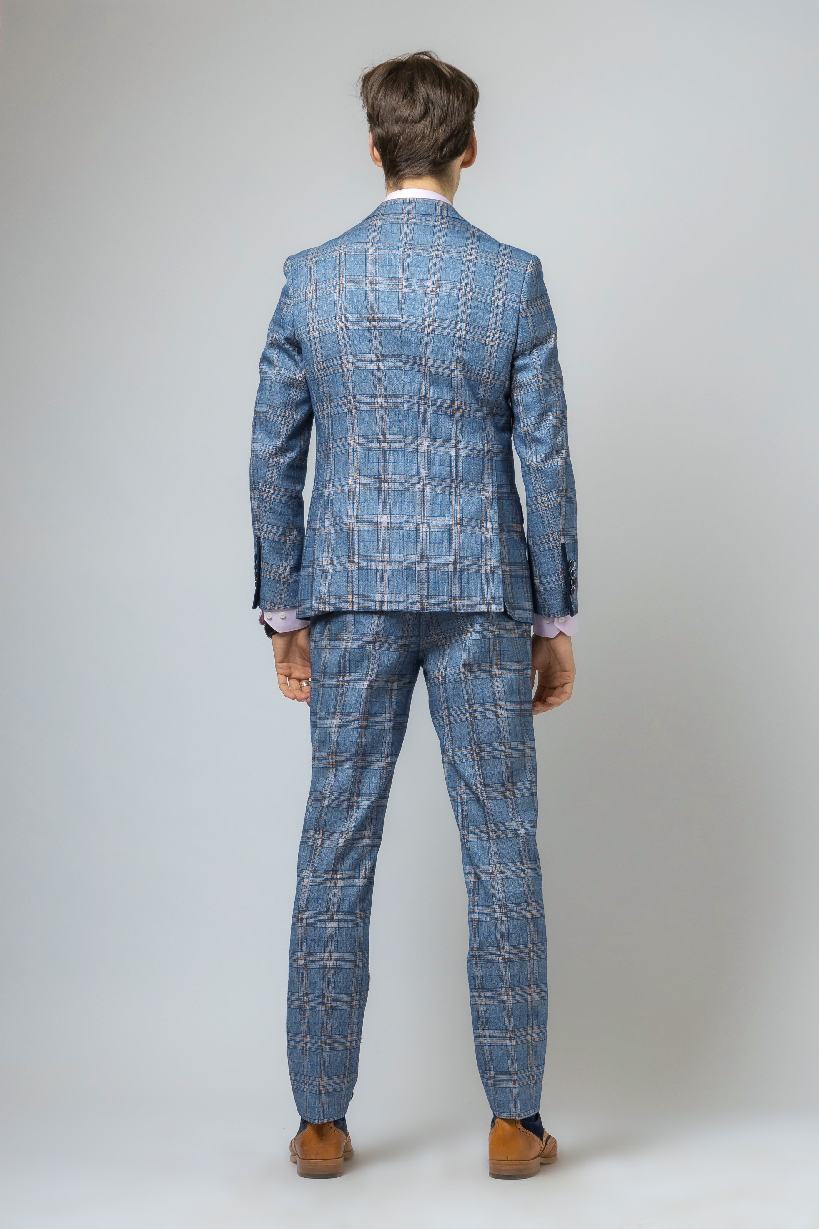 Men's Levi Royal Blue Windowpane Pattern Slim Fit Suit