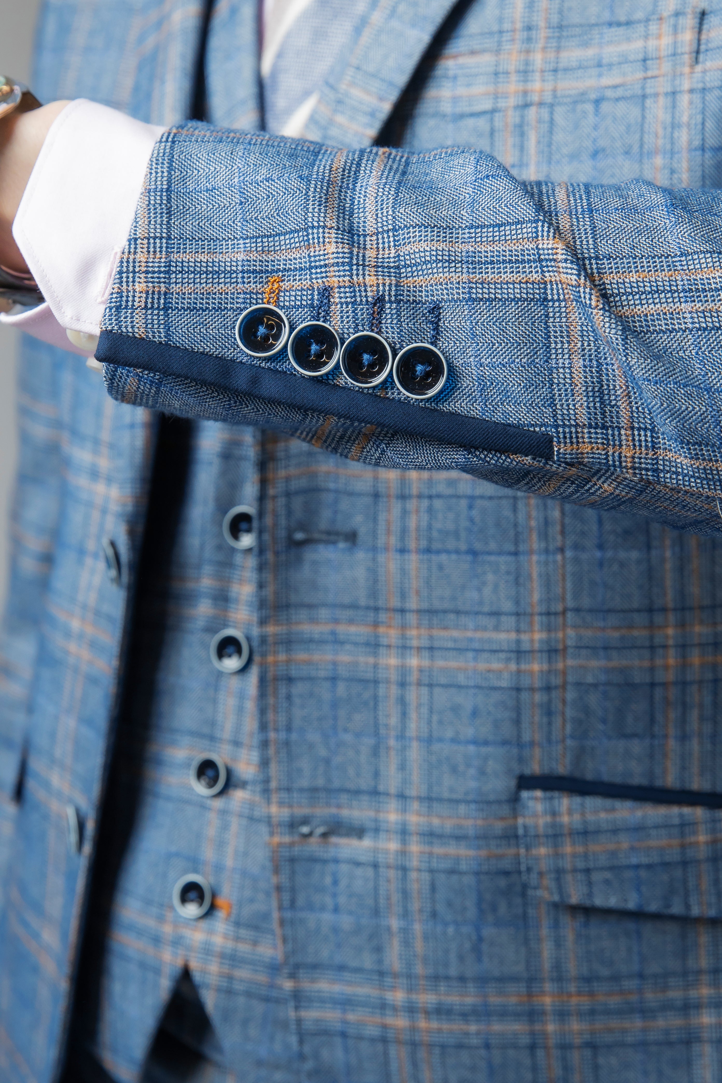 Men's Levi Royal Blue Windowpane Pattern Slim Fit Suit