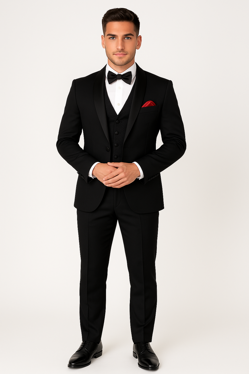FORD Men’s Black Tailored Fit Tuxedo Dinner Suit - 3-Piece