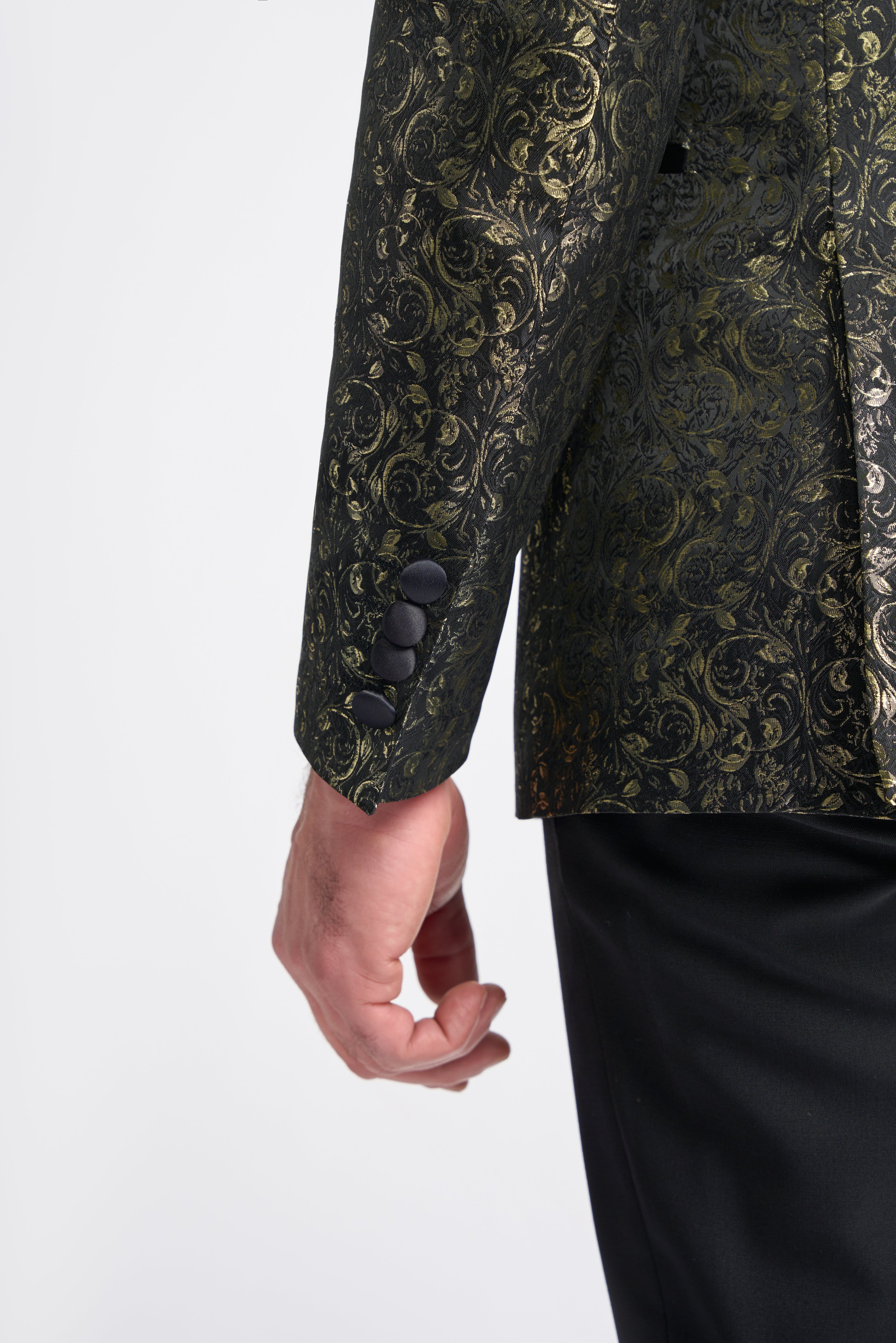 Men’s Paisley Shimmery Tuxedo Blazer - TOROS - Gold Detail Picture