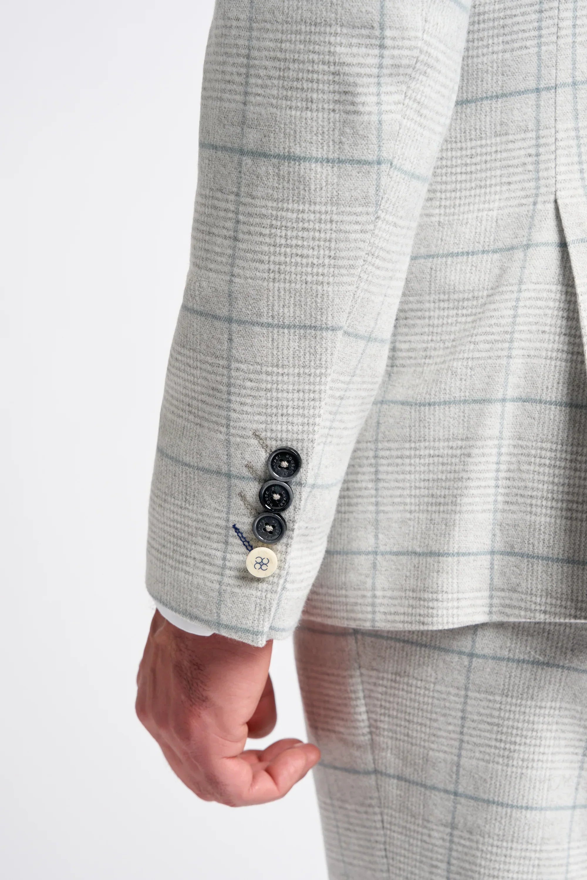 Men's Retro Check Grey Suit - RADIKA - Light Grey Detail Picture