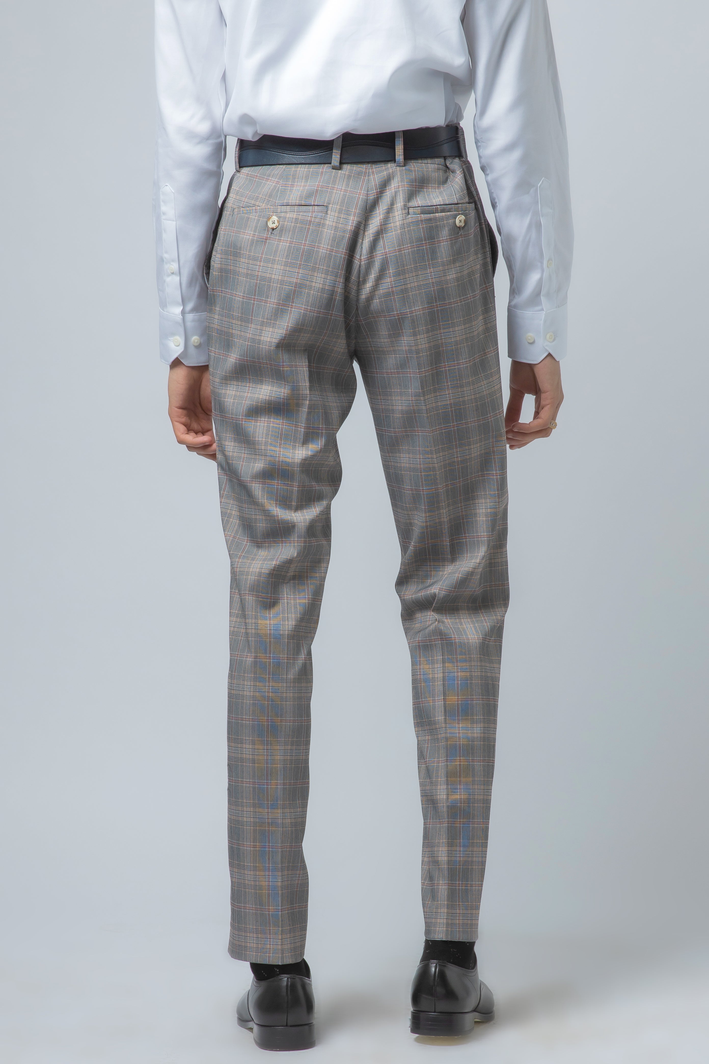 Men's Julian Light Grey Retro Check Slim Cut Formal Suit
