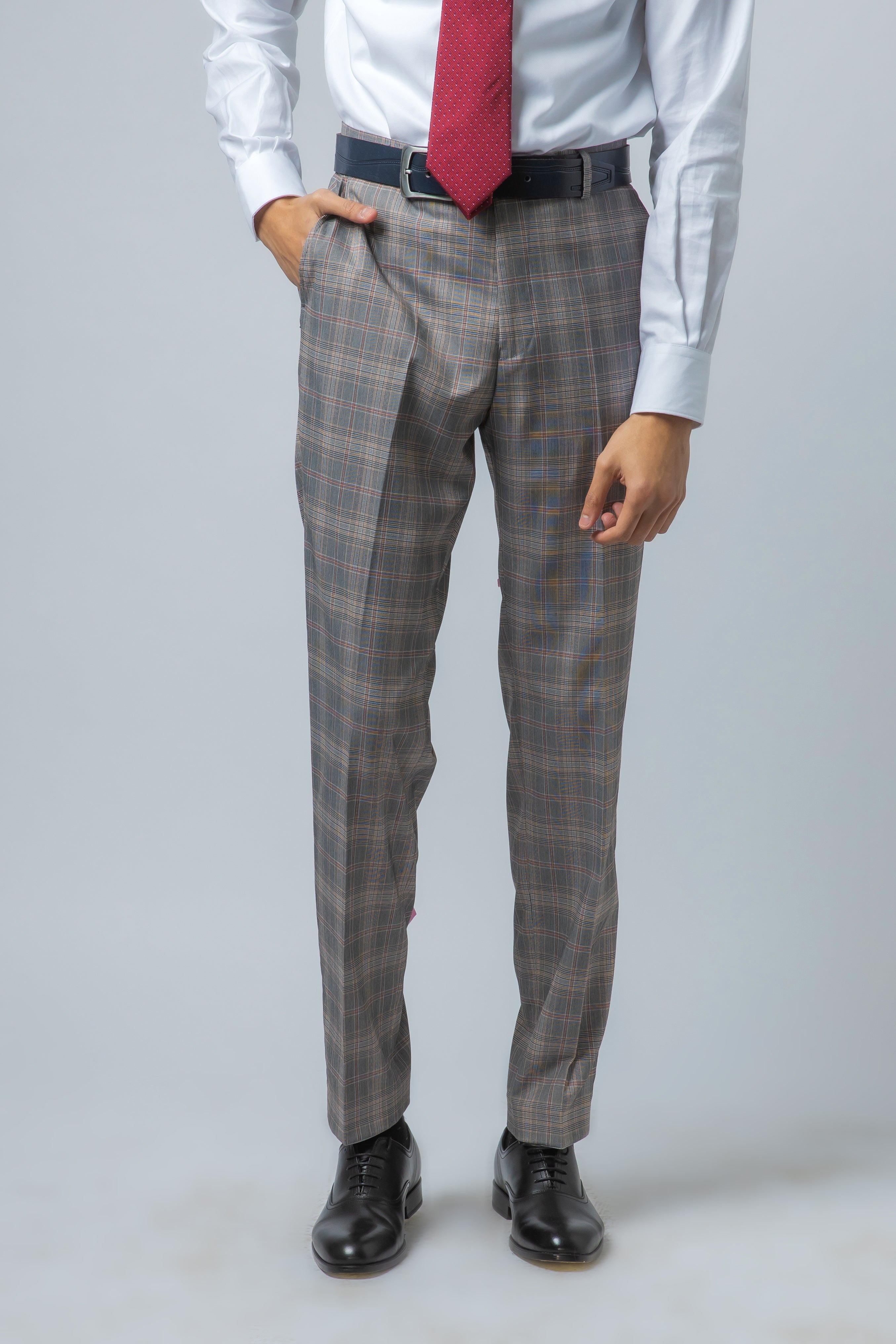 Men's Julian Light Grey Retro Check Slim Cut Formal Suit