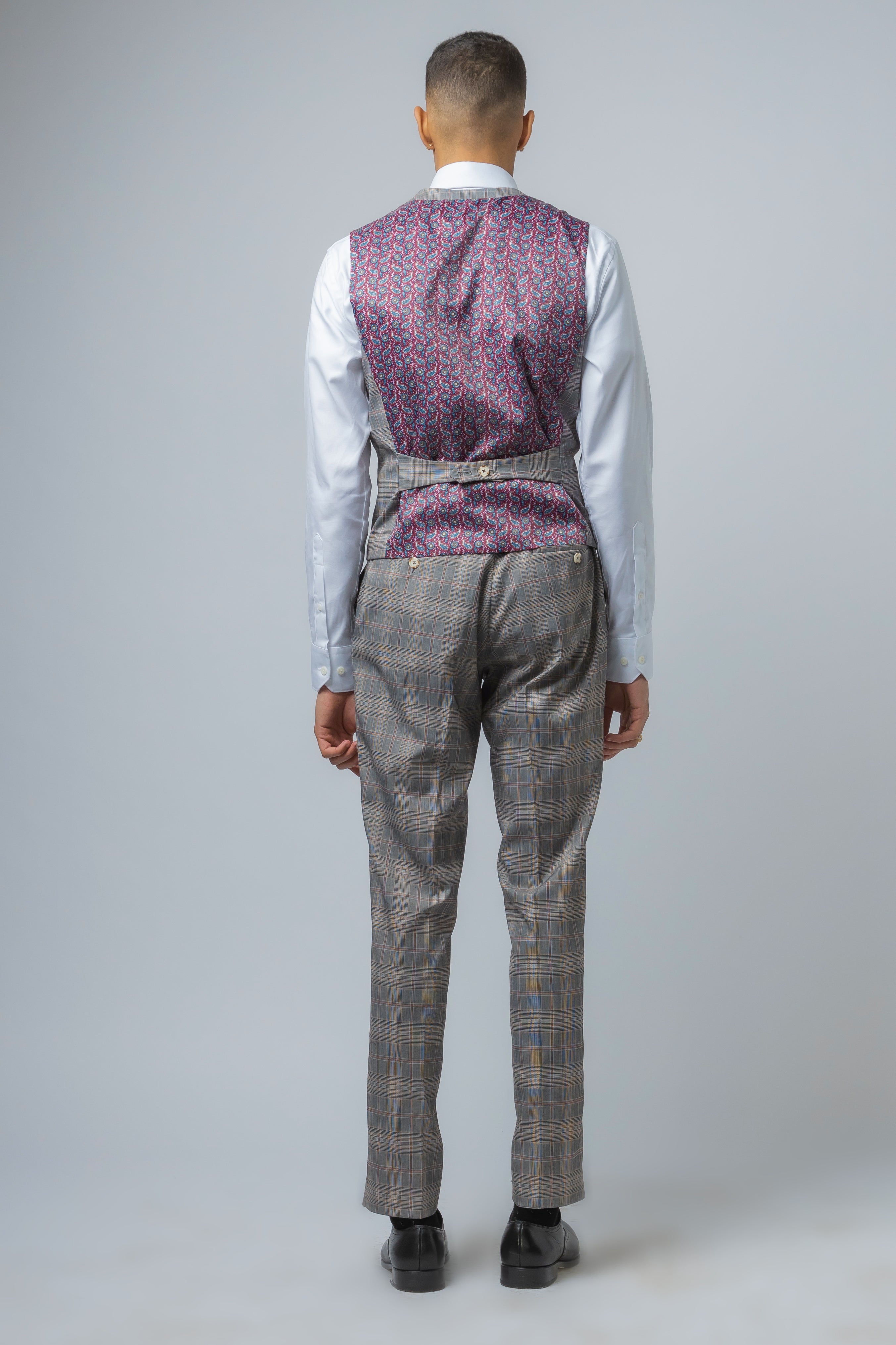 Men's Julian Light Grey Retro Check Slim Cut Formal Suit