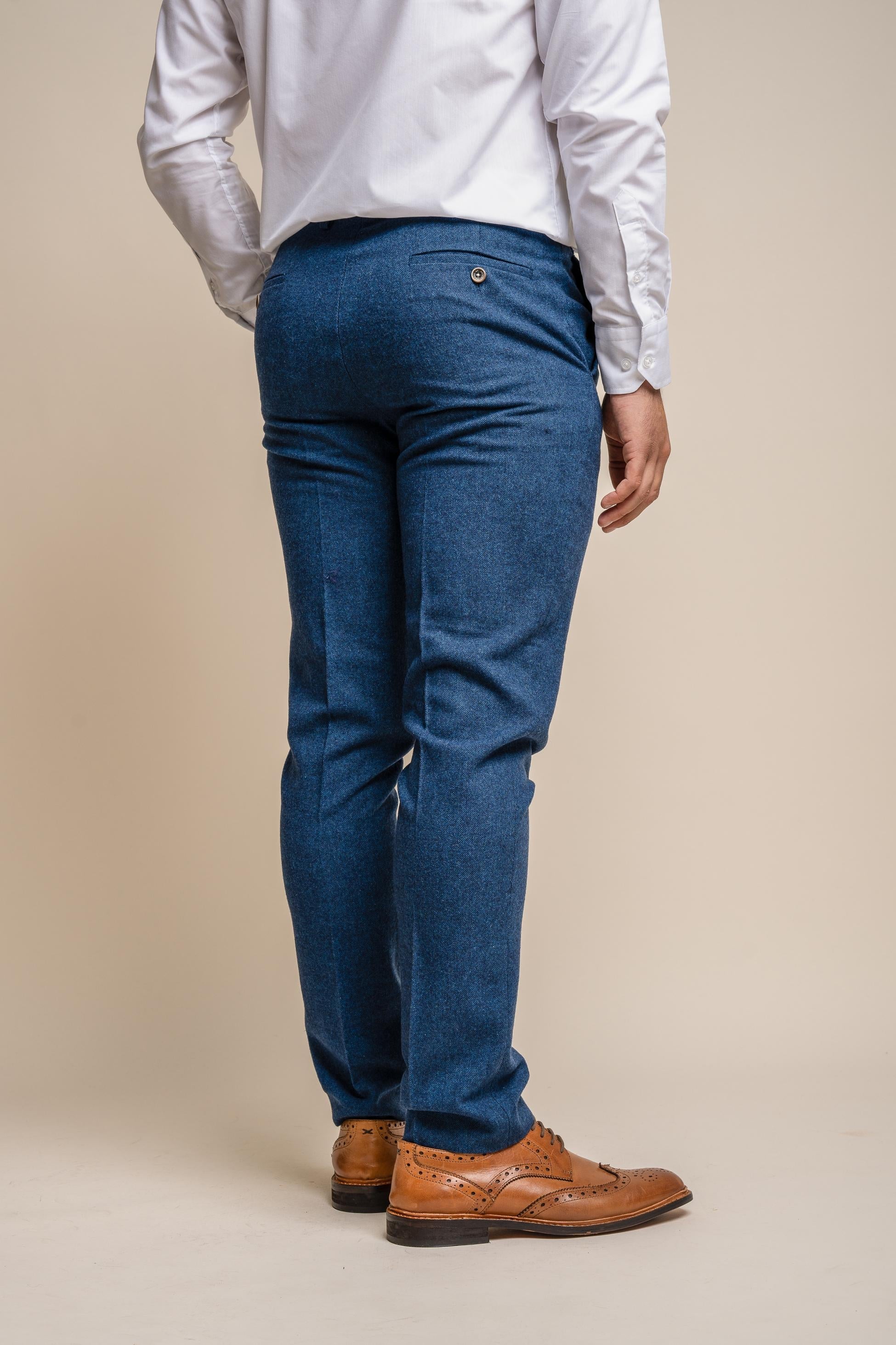 Orson Blue Men's Suit with Marco Ecru Waistcoat Combined Set