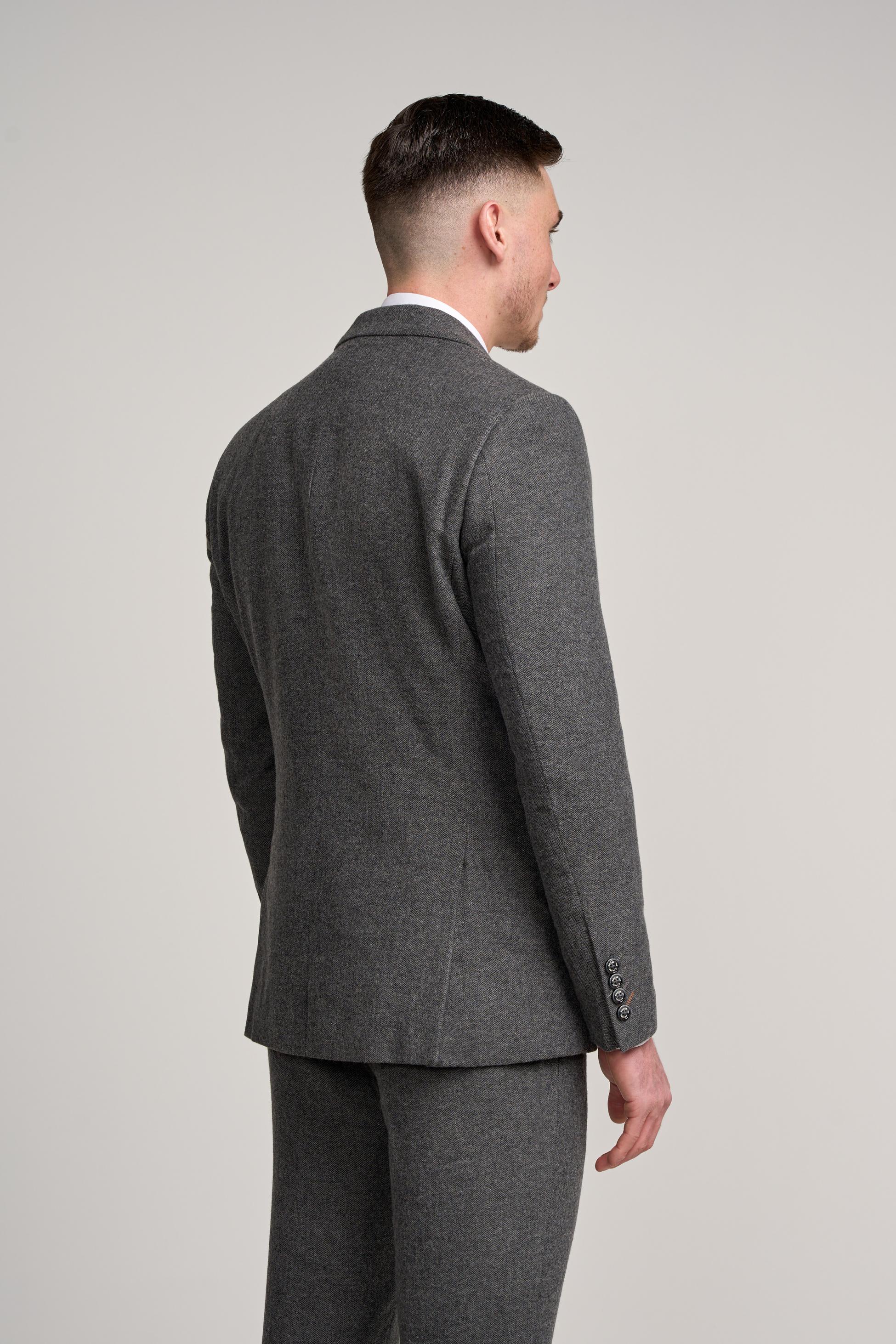 COSMO Grey Men's Herringbone Tweed Suit