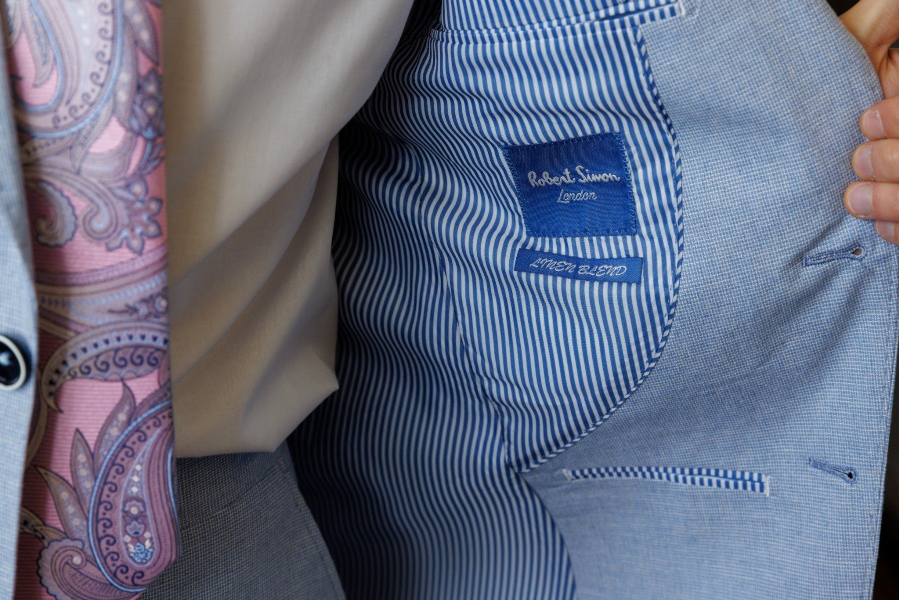 JUDE Light Blue Men's Self Patterned Slim Fit Suit