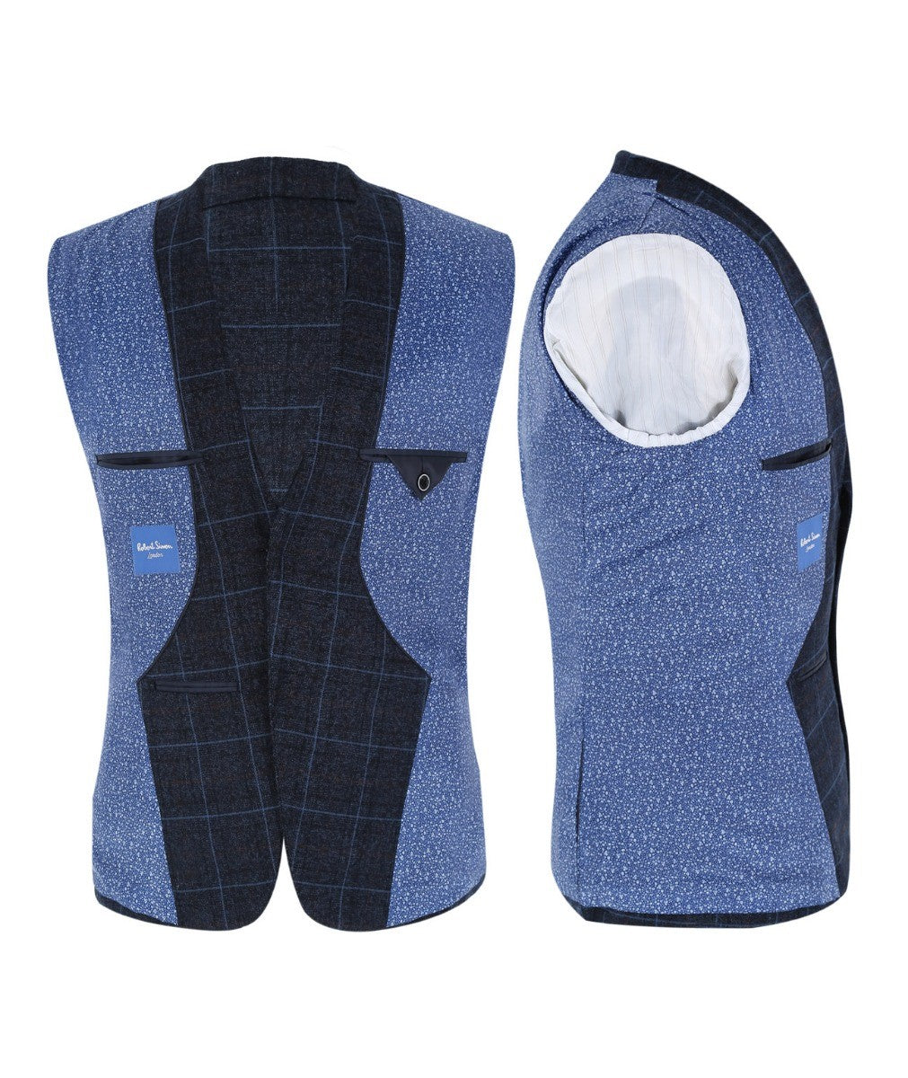 Men’s Navy Retro Check Tailored Fit Suit Jacket ANTHONY