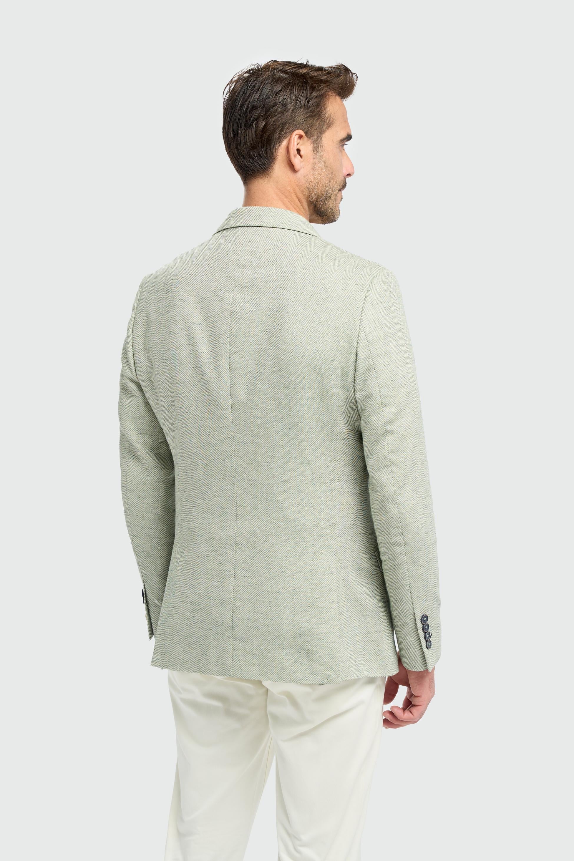 Mens Sage Green Blazer Cotton Blend - Bodina - Sage Green
