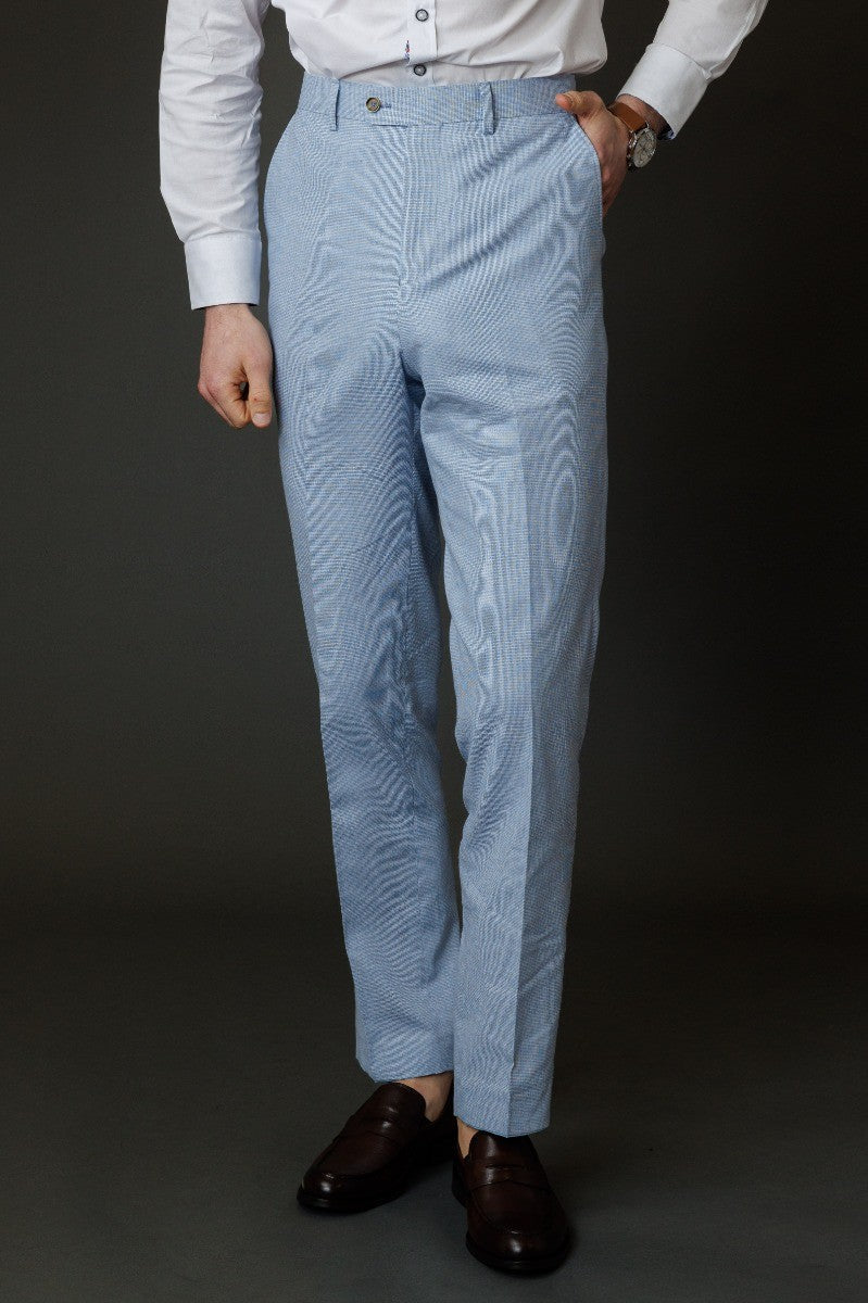 JUDE Light Blue Men's Self Patterned Slim Fit Suit