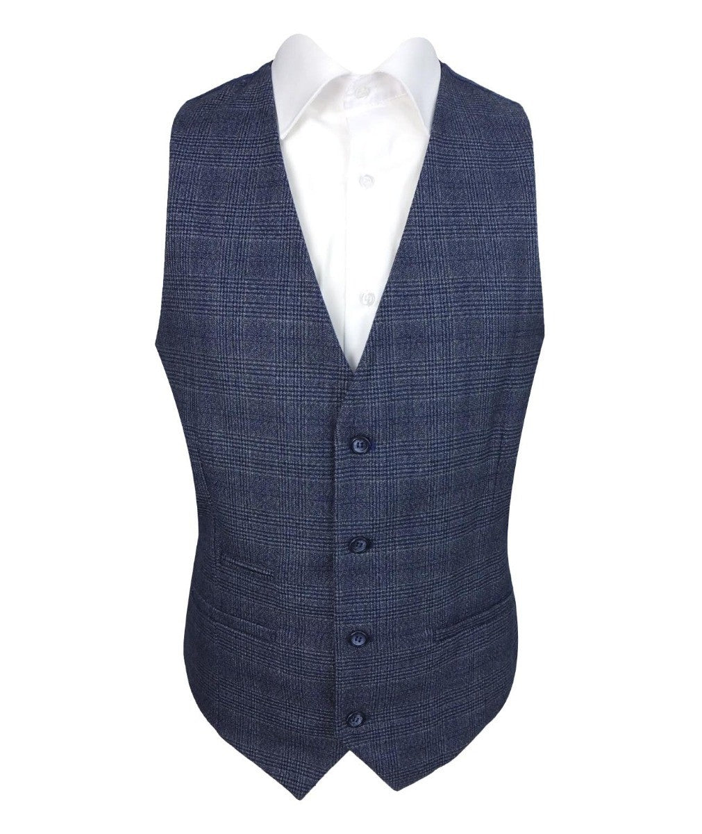 Men's Graham Royal Blue Tweed Check Classic Suit