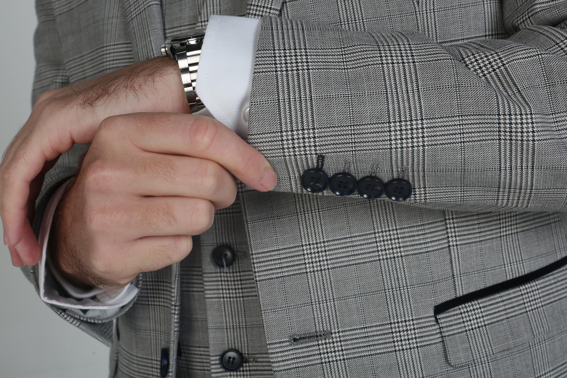 Men's Hugo Graphite Grey Tweed Windowpane Formal Suit