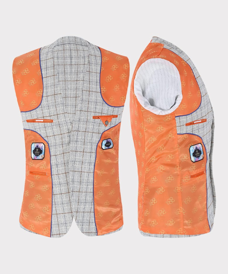 Men's Cody Ice Blue 3-Piece Tweed Windowpane Formal Slim Fit Set