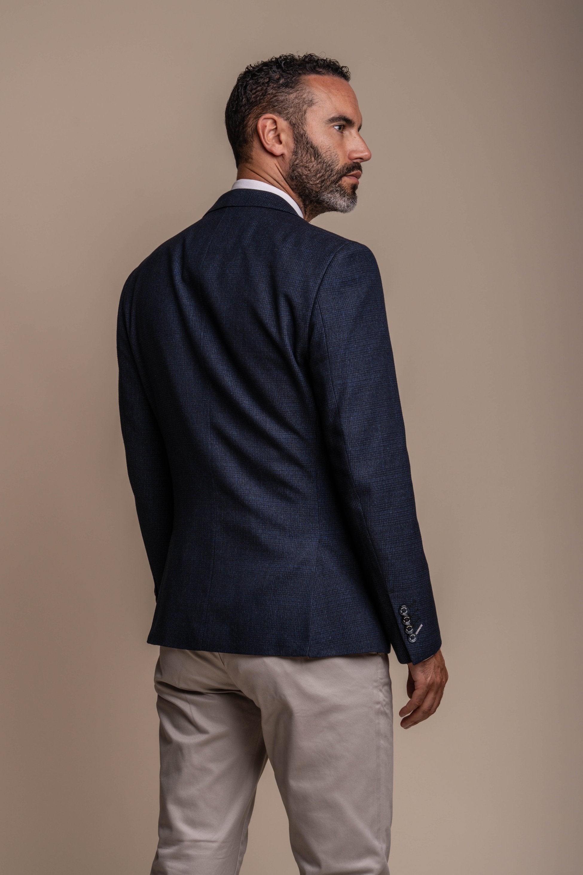 Men's Caridi Tweed Check Blazer with Beige Chino Combination Set