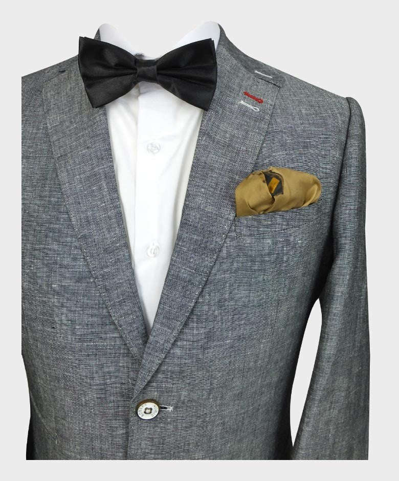 Mens Linen Slim Fit Blazer - ETHAN - Charcoal Black