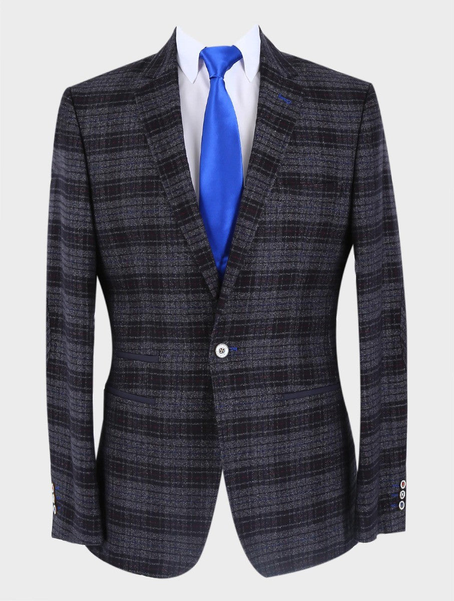 Men’s Black Tweed Check Slim Fit Blazer COSTELLO