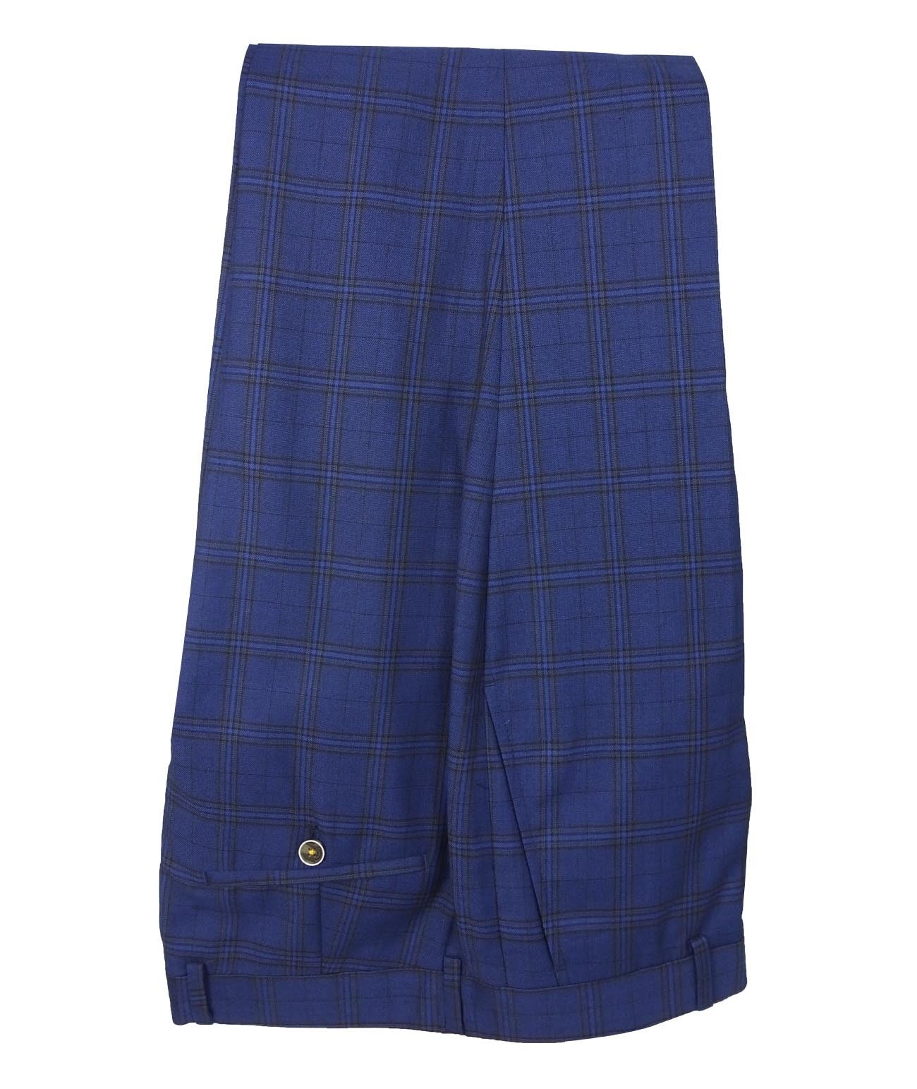 Men's Marcello Navy Blue Check 3-Piece Slim Fit Suit