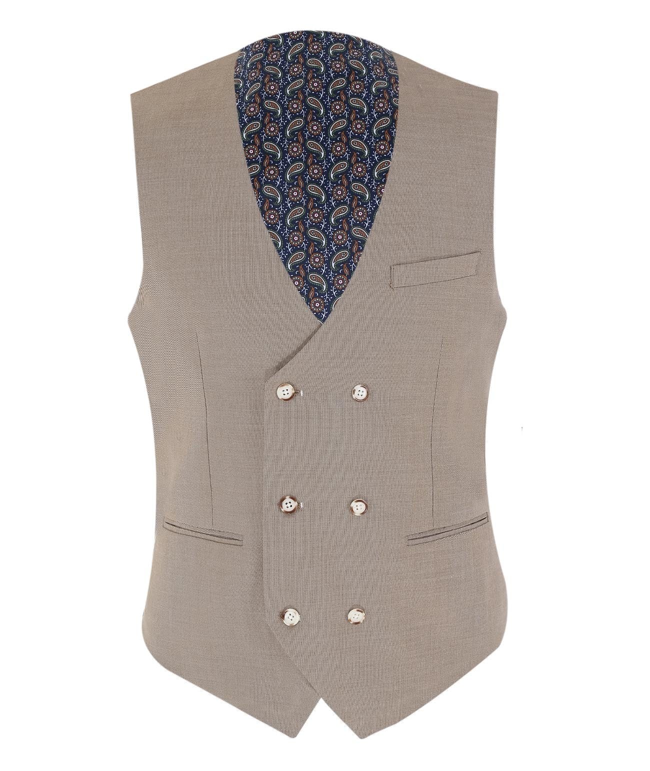 JAMES Men’s Tailored Fit Taupe Beige Suit - 3-Piece