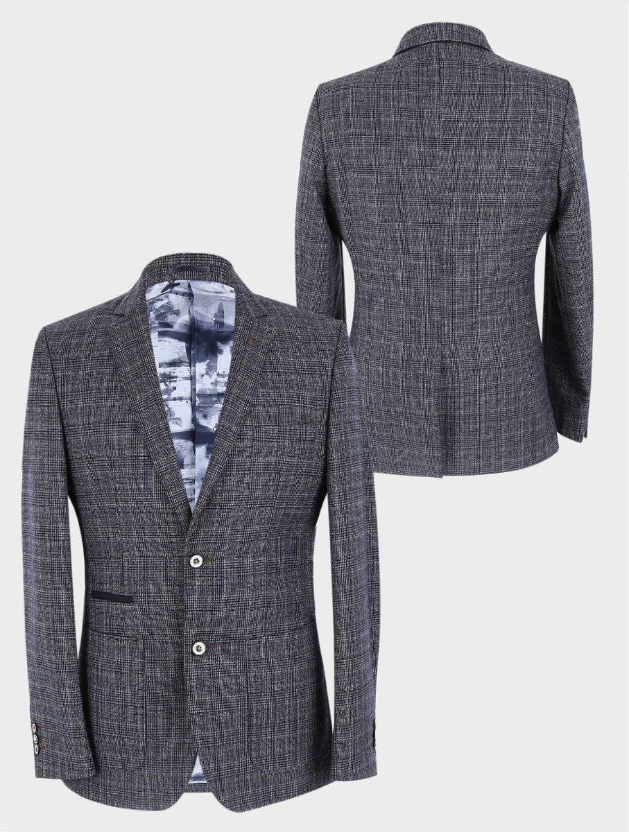 Men’s Grey Tweed Check Slim Fit Blazer COSTELLO