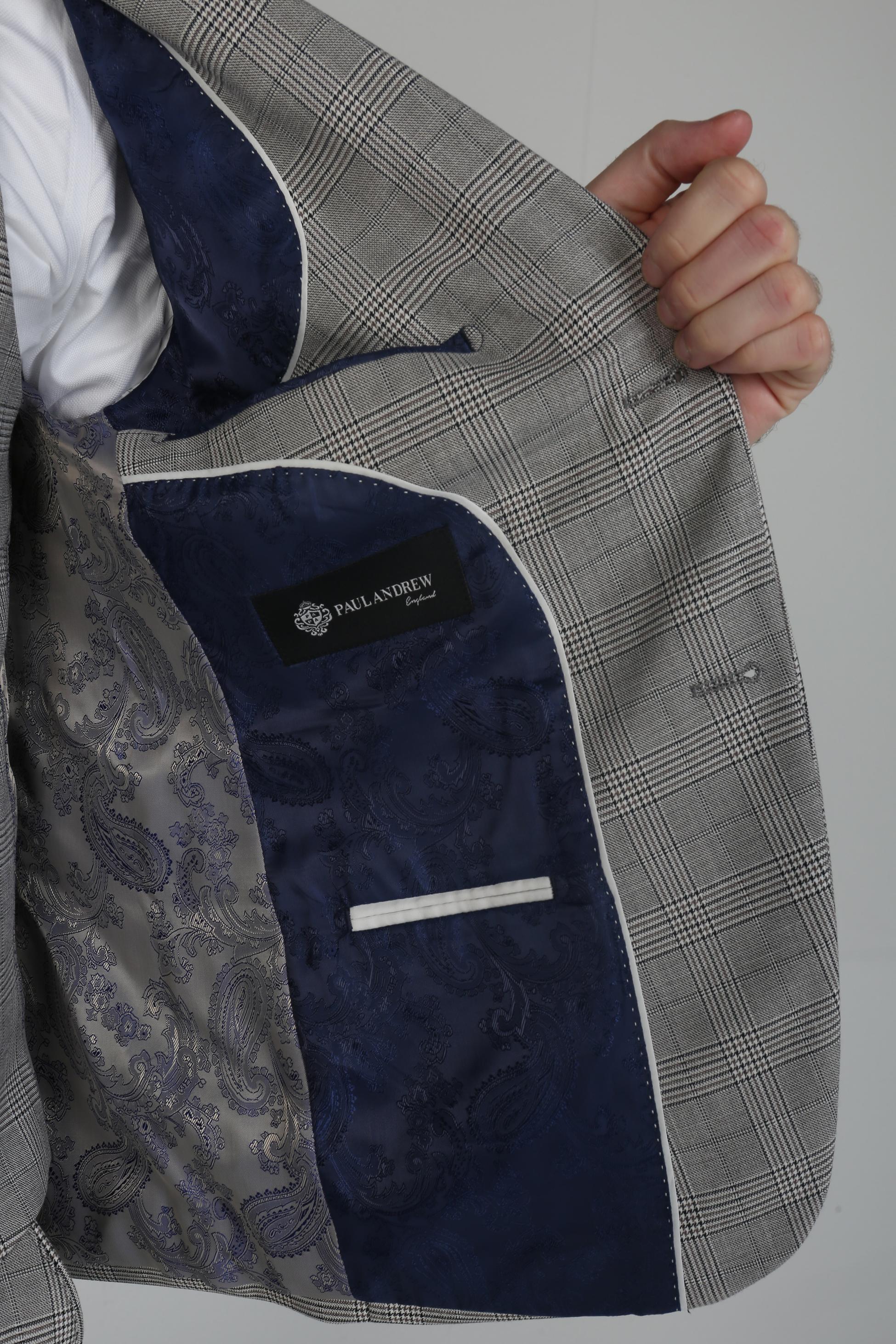 Men's Hugo Graphite Grey Tweed Windowpane Formal Suit