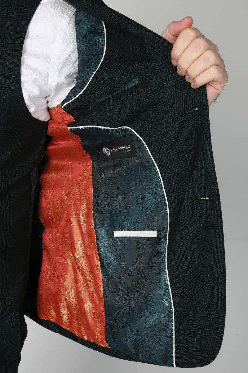 JASPER Green Men's Houndstooth Tweed Check Suit