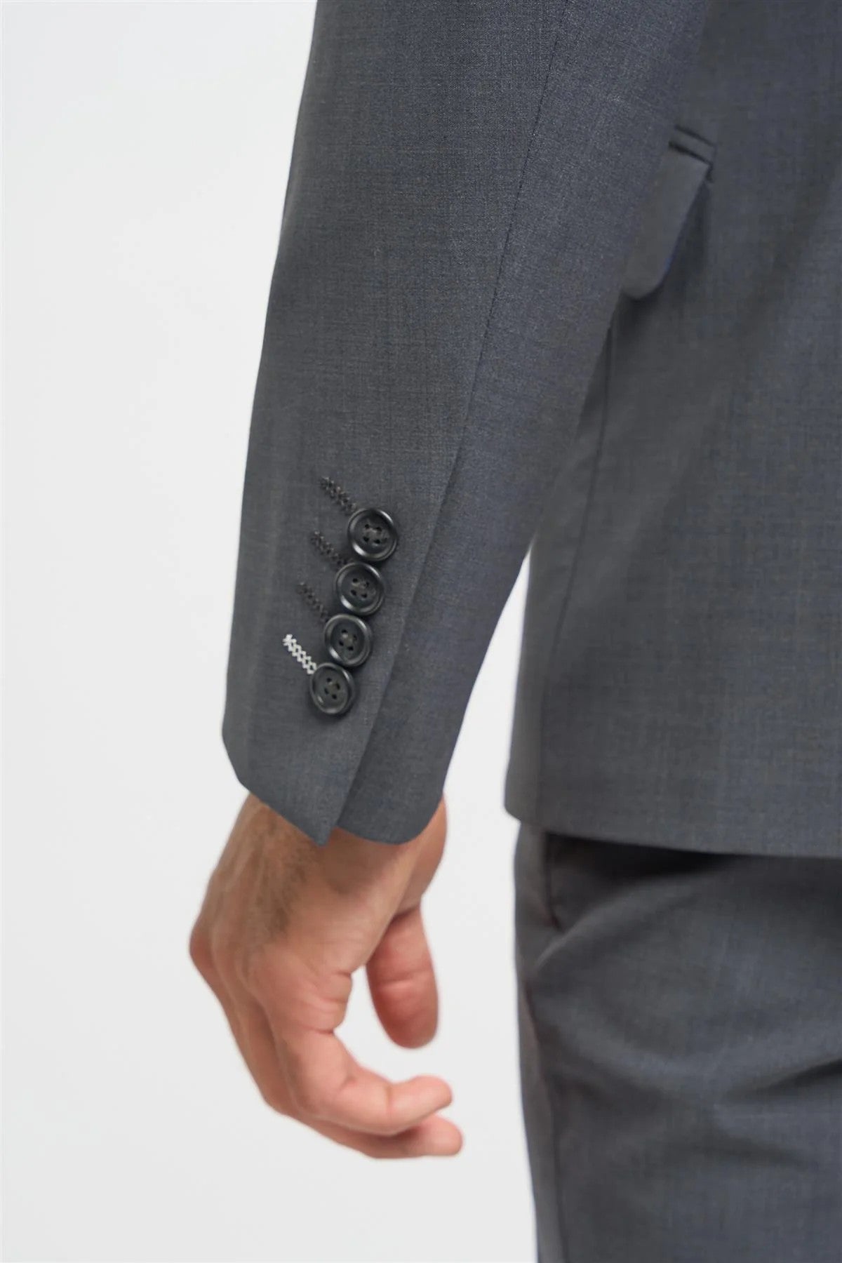 BOND D/B Charcoal Grey Men's Wool Blend Double-Breasted Suit