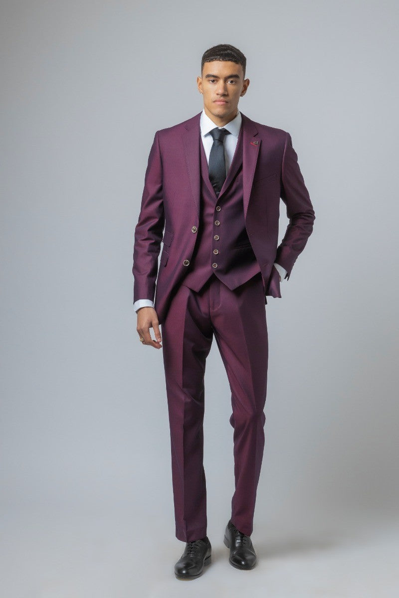 Lincoln Burgundy Men's Slim Fit Suit