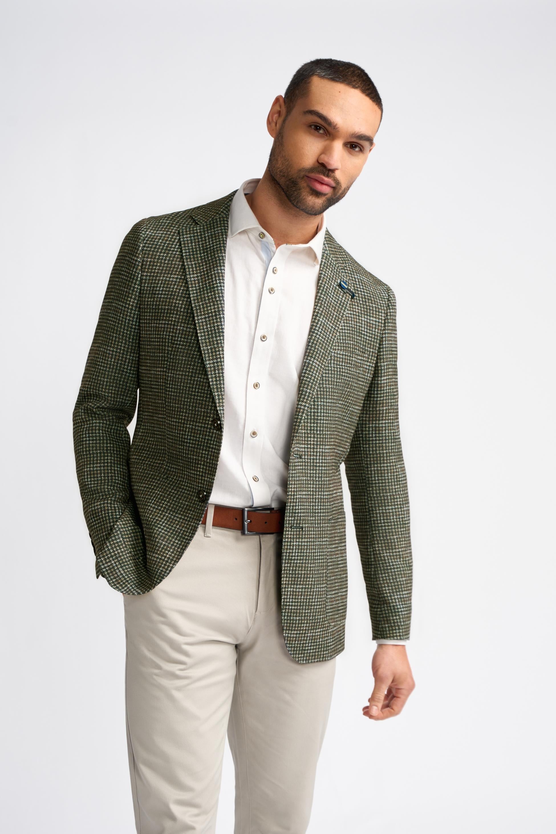 Men’s Forest Green Tweed Houndstooth Blazer RIVA