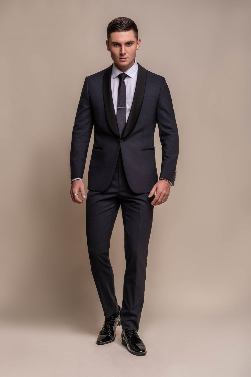 ASPEN Midnight Navy Men's Slim Fit Wool Blend Tuxedo Dinner Suit