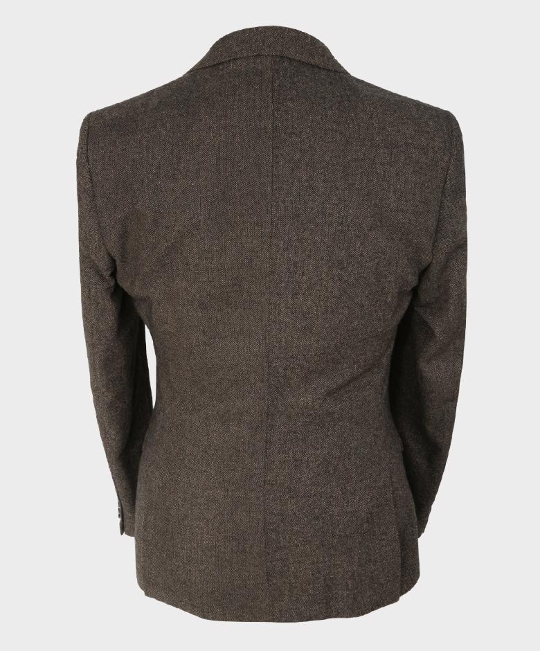 Men’s Brown Herringbone Tweed Slim Fit Suit Jacket MARTEZ