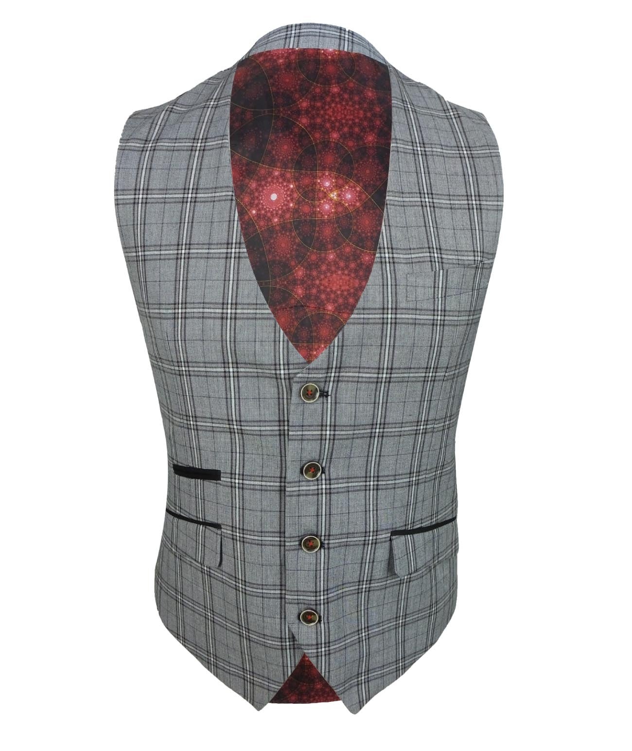 Men's Marcello Charcoal Grey Check 3-Piece Slim Fit Suit