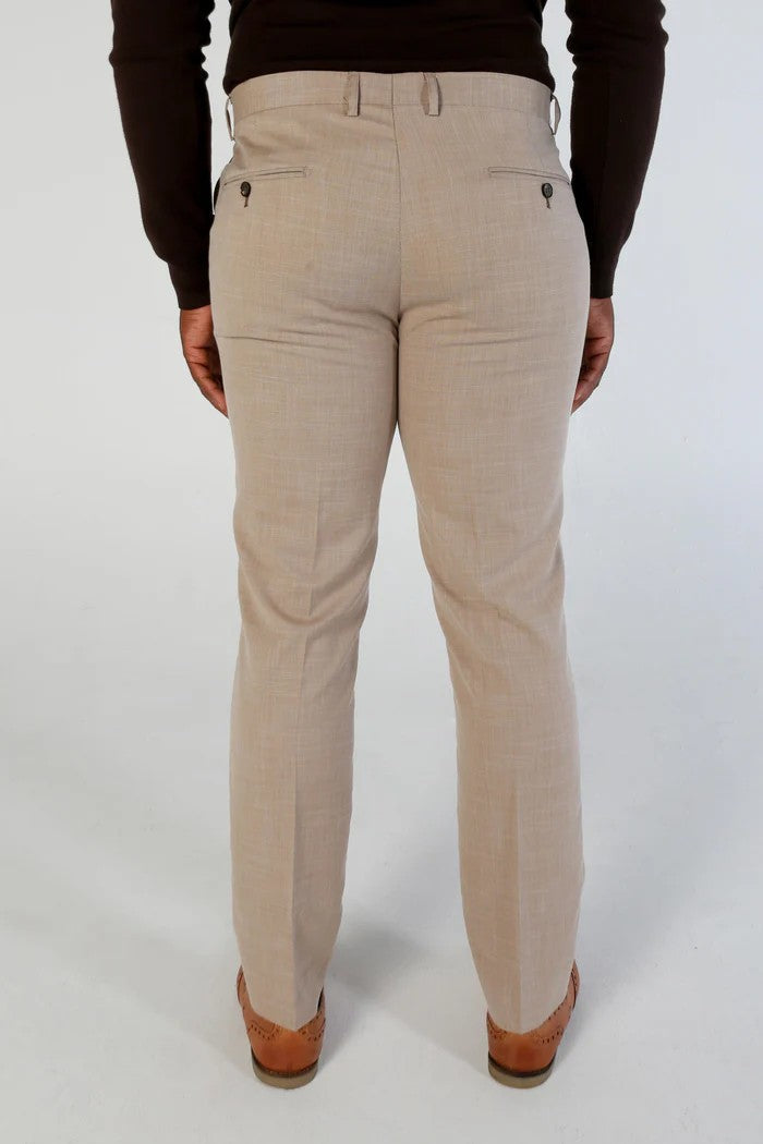 KURT Men’s Tailored Fit Plaid Beige Suit - 2-Piece